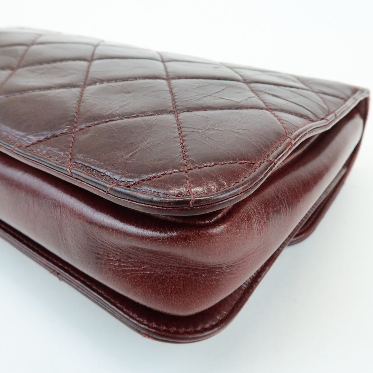 CHANEL Matelasse COCO Mark Leather Chain Shoulder Bag Burgundy