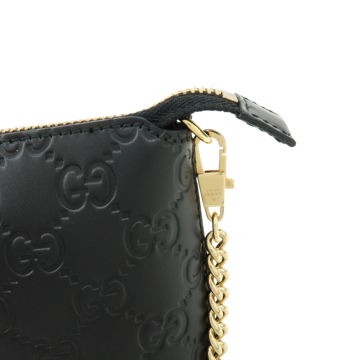 GUCCI Guccissima Leather Chain Shoulder Bag Accessory Pouch 428449