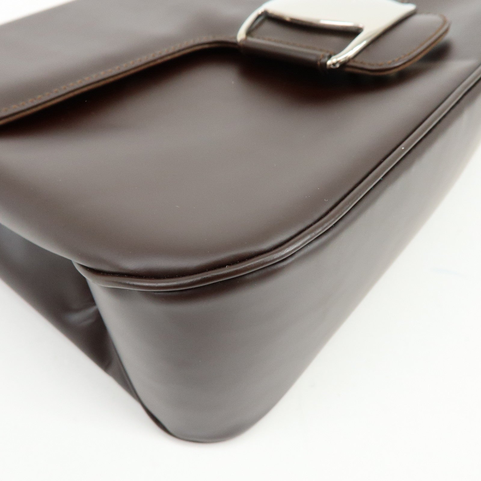 Ferragamo Vara Leather Shoulder Bag Hand Bag Dark Brown