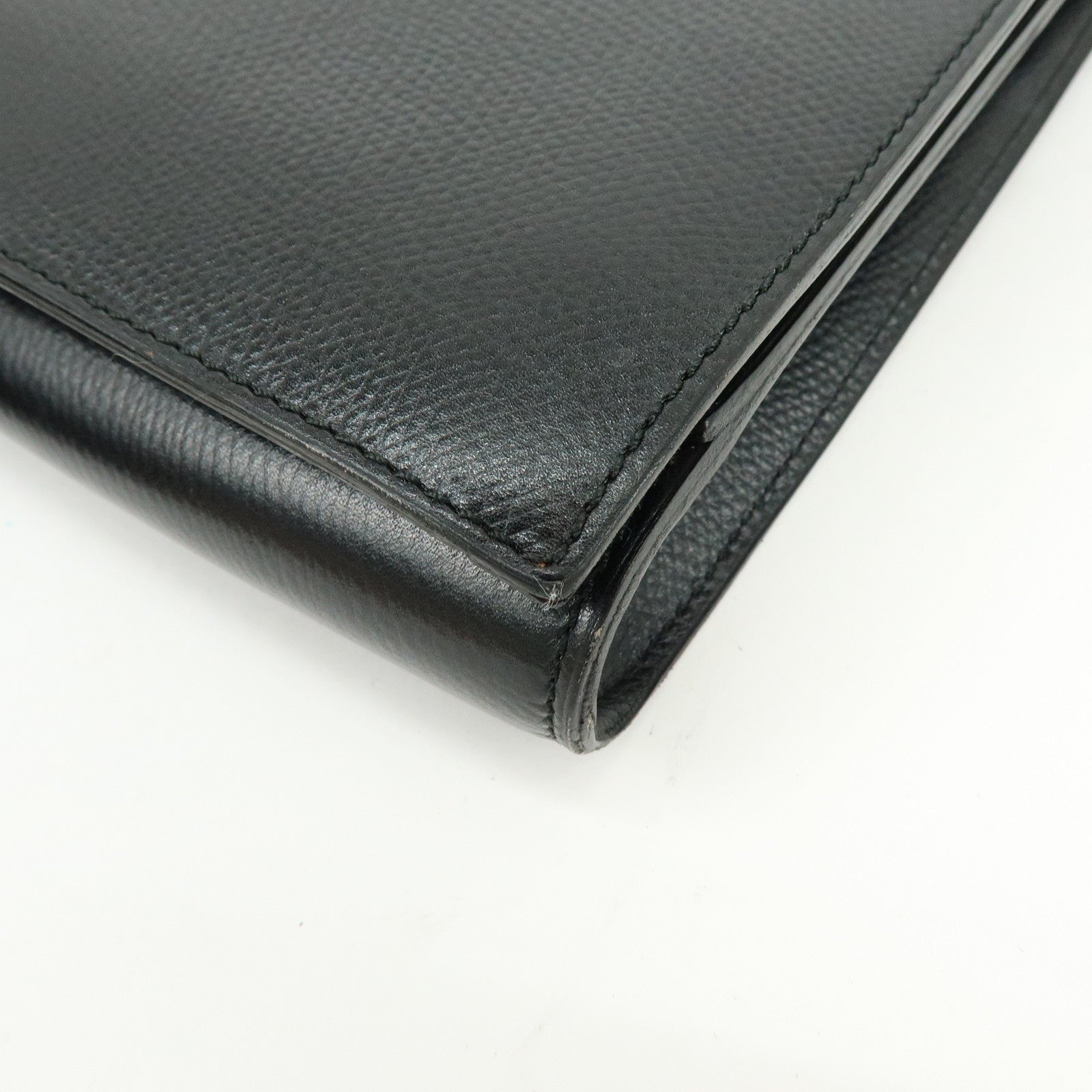 DELVAUX Leather Shoulder Bag Hand Bag Black