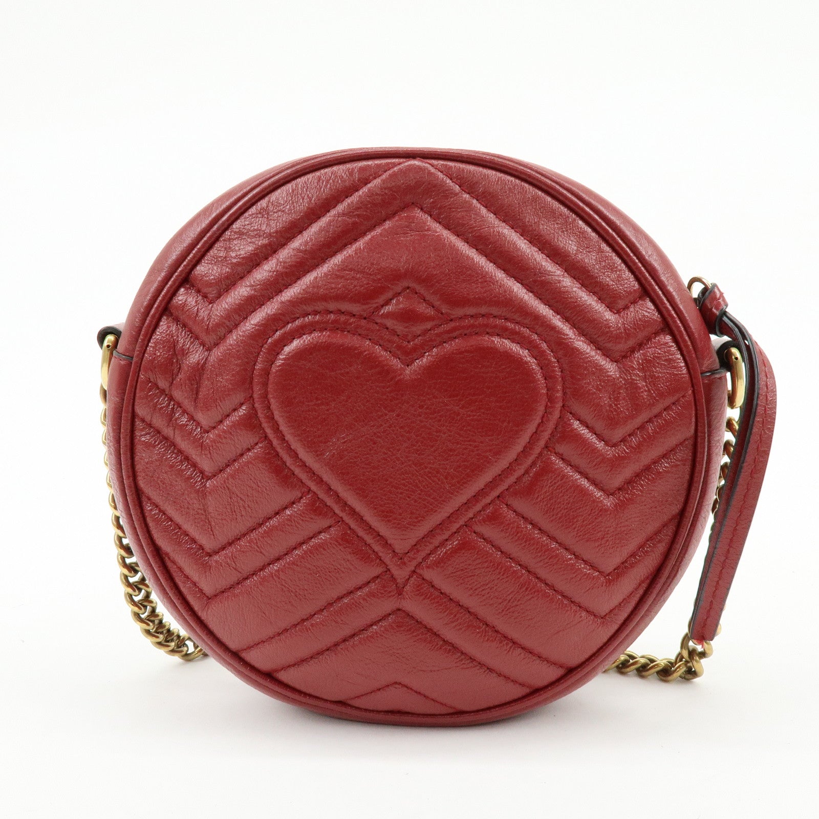 GUCCI GG Marmont Chevron Leather Chain Shoulder Bag Heart 550154