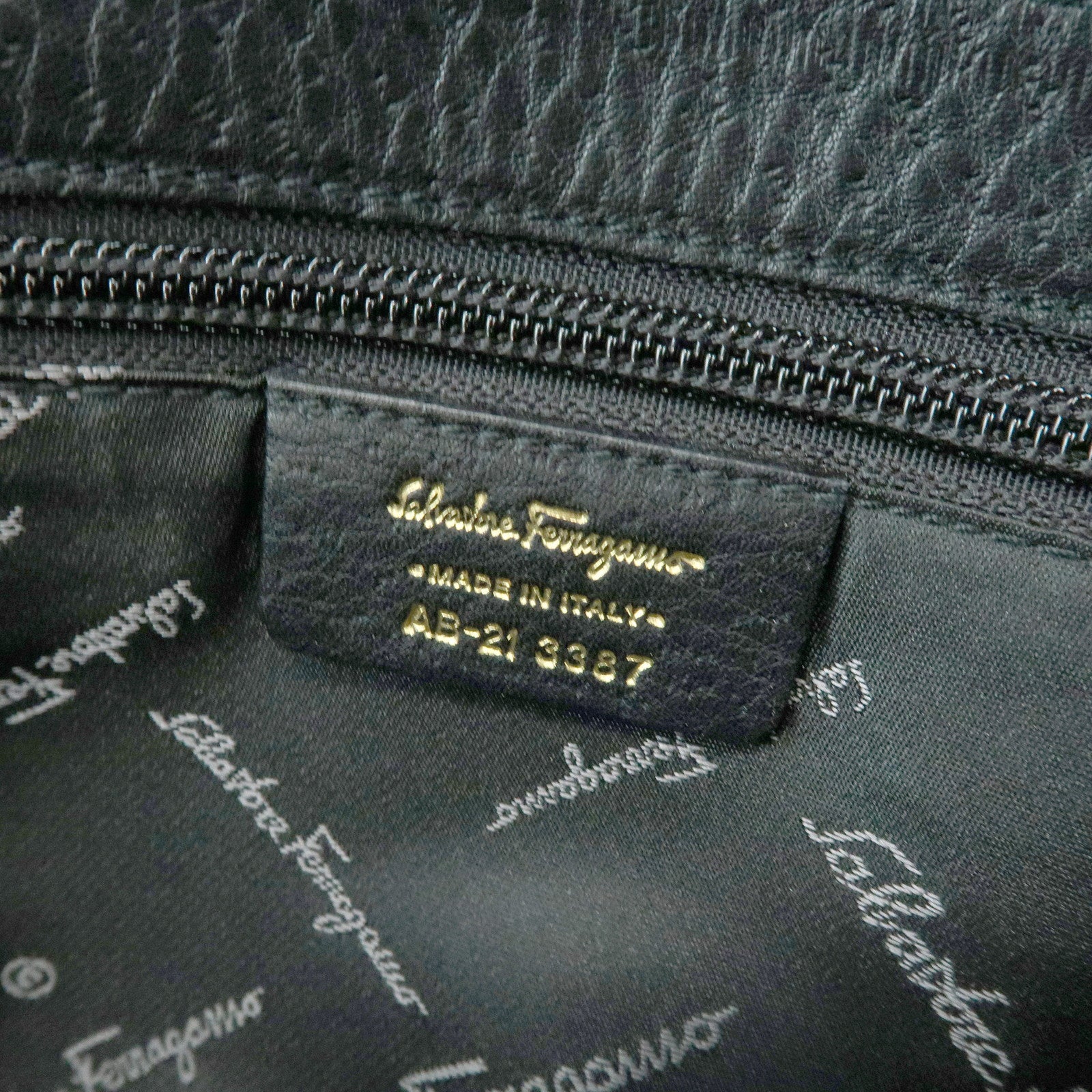 Ferragamo Gancini Leather Hand Bag Shoulder Bag Black