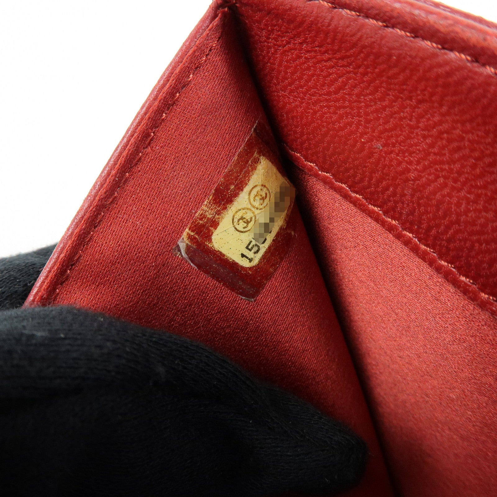 CHANEL Camellia COCO Mark Lamb Skin Bi-fold Compact Wallet Red A47422