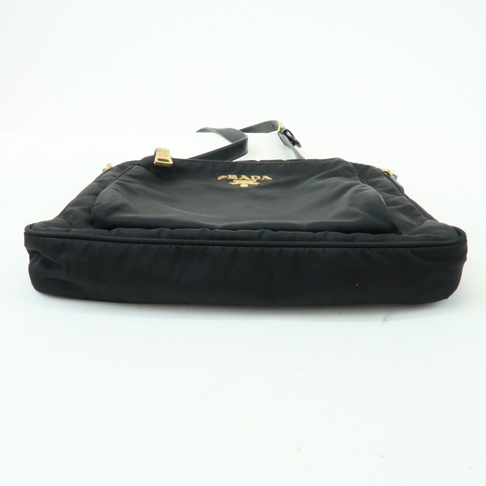 PRADA Nylon Saffiano Leather Shoulder Bag Crossbody Bag Black