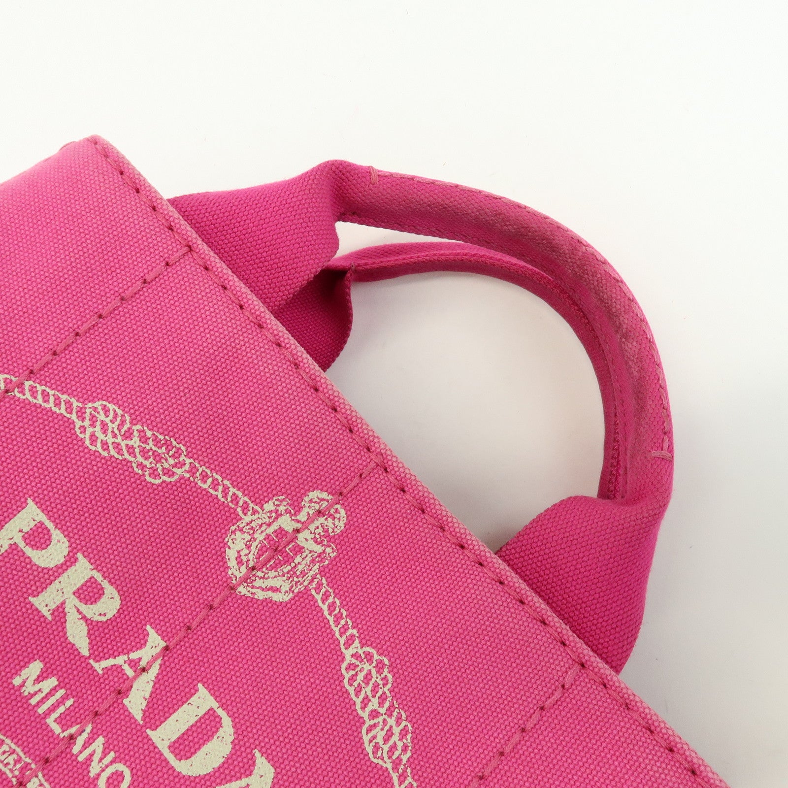 PRADA Triangle Logo Canapa Mini Canvas Tote Hand Bag Pink BN2439