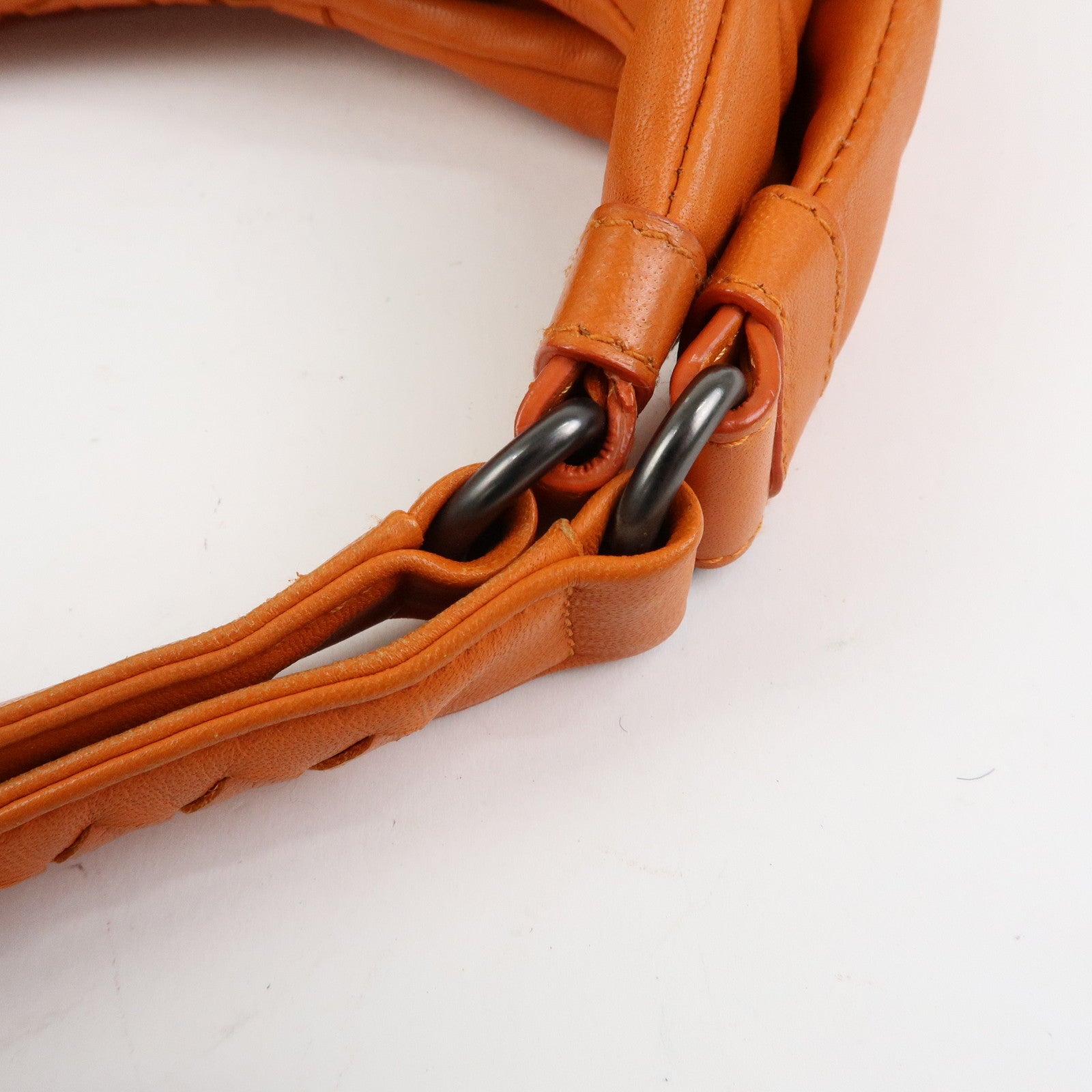 BOTTEGA VENETA Intrecciato Campana Leather Shoulder Bag Orange