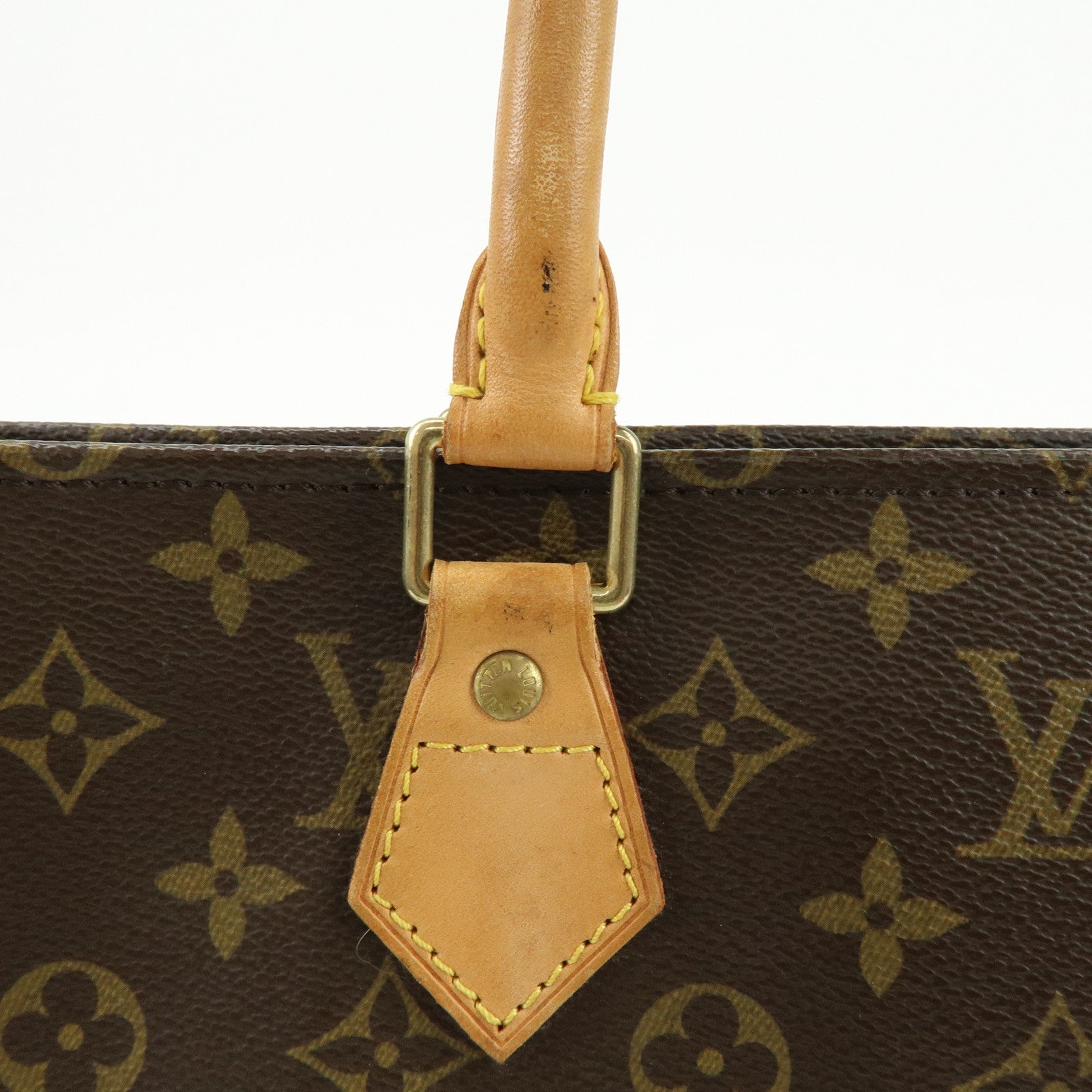 Louis Vuitton Monogram Sac Plat Tote Bag Hand Bag Brown M51140