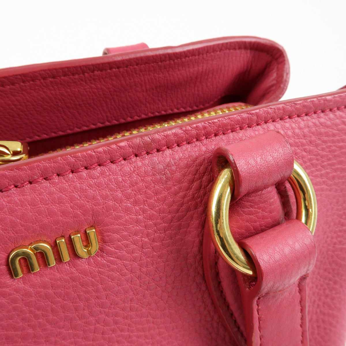 MIU MIU Vitello Caribu Leather 2Way Shoulder Bag Pink RN0757