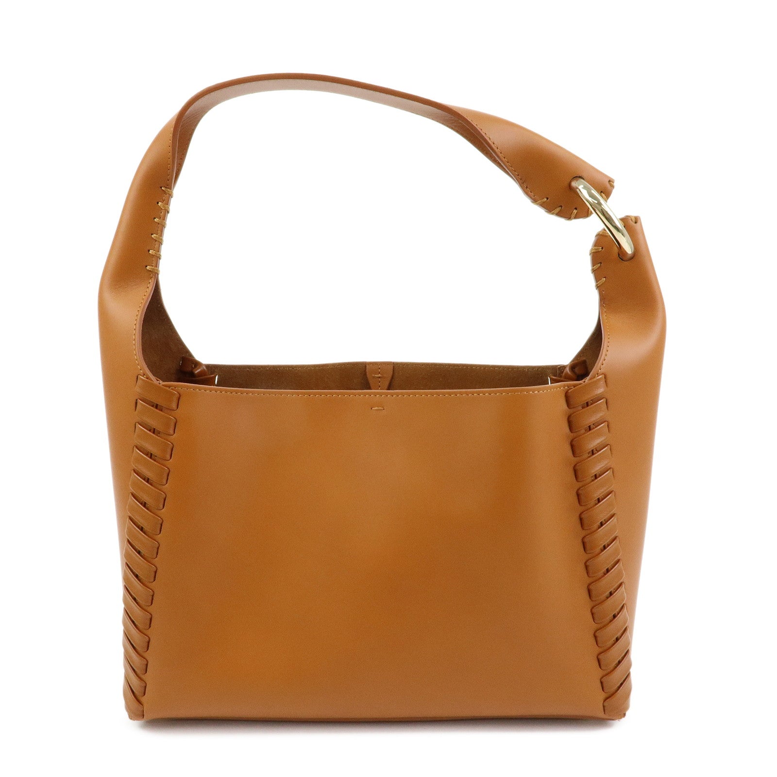 Chloe Logo Mate Leather Shoulder Bag Hand Bag Brown