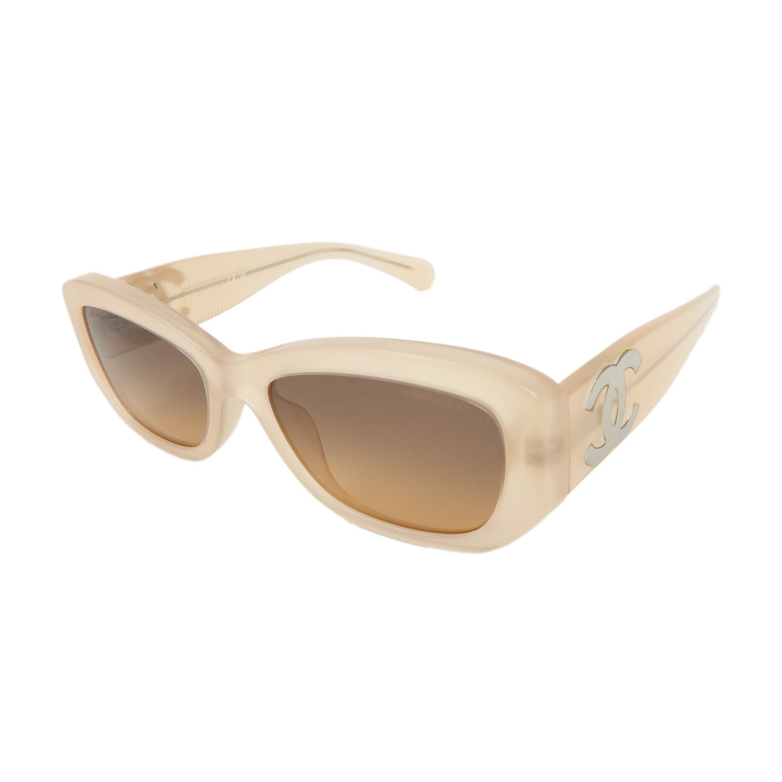 CHANEL COCO Mark Plastic Sunglasses Pink Brown 5493-A