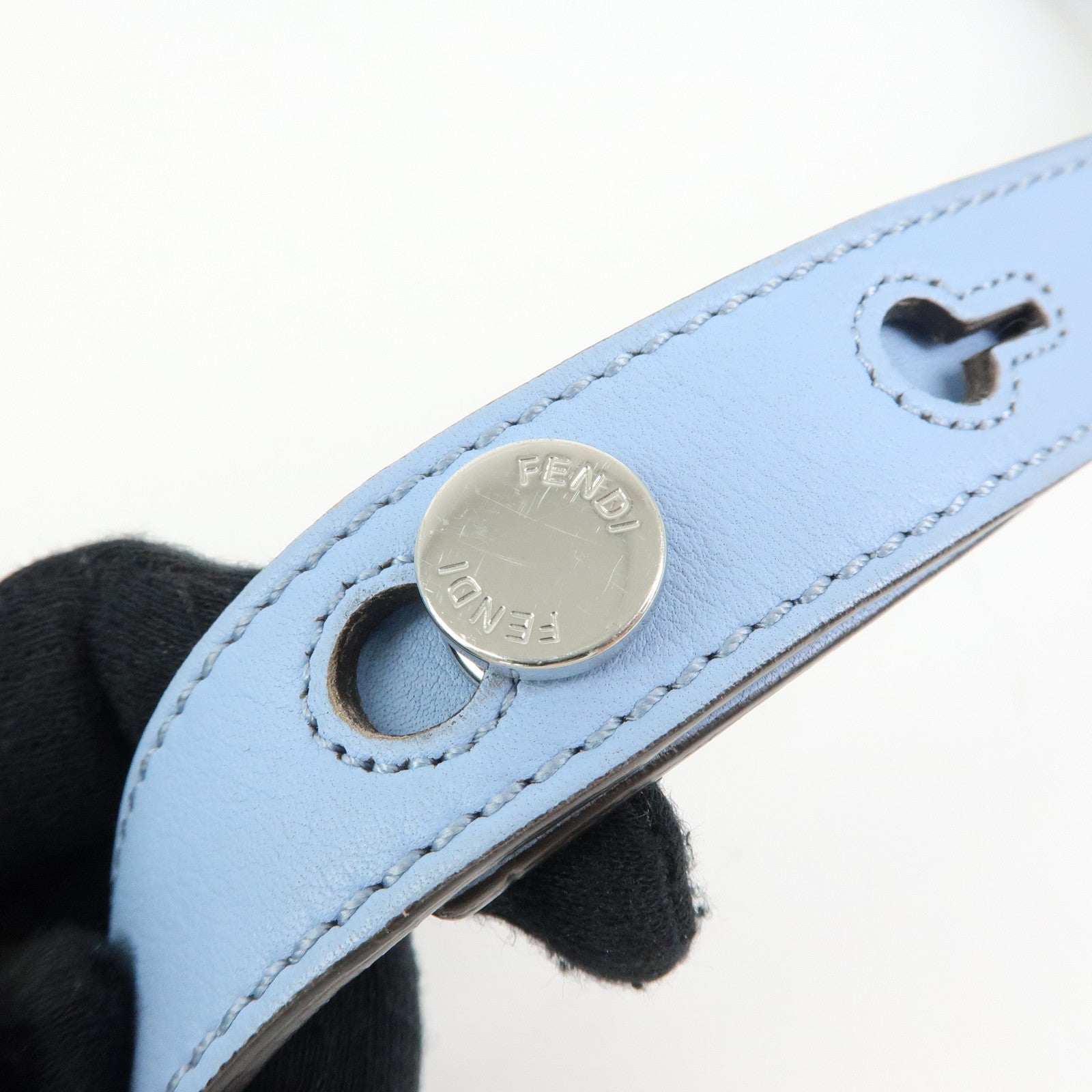 FENDI By The Way Medium Leather 2Way Bag Hand Light Blue 8BL146