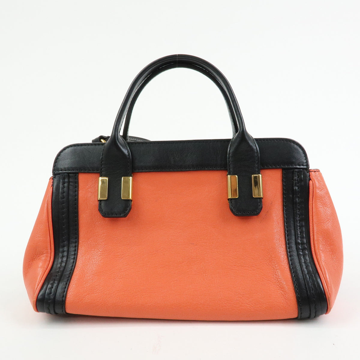 Chloe Logo Alice Leather 2Way Bag Hand Bag Shoulder Bag Orange Black