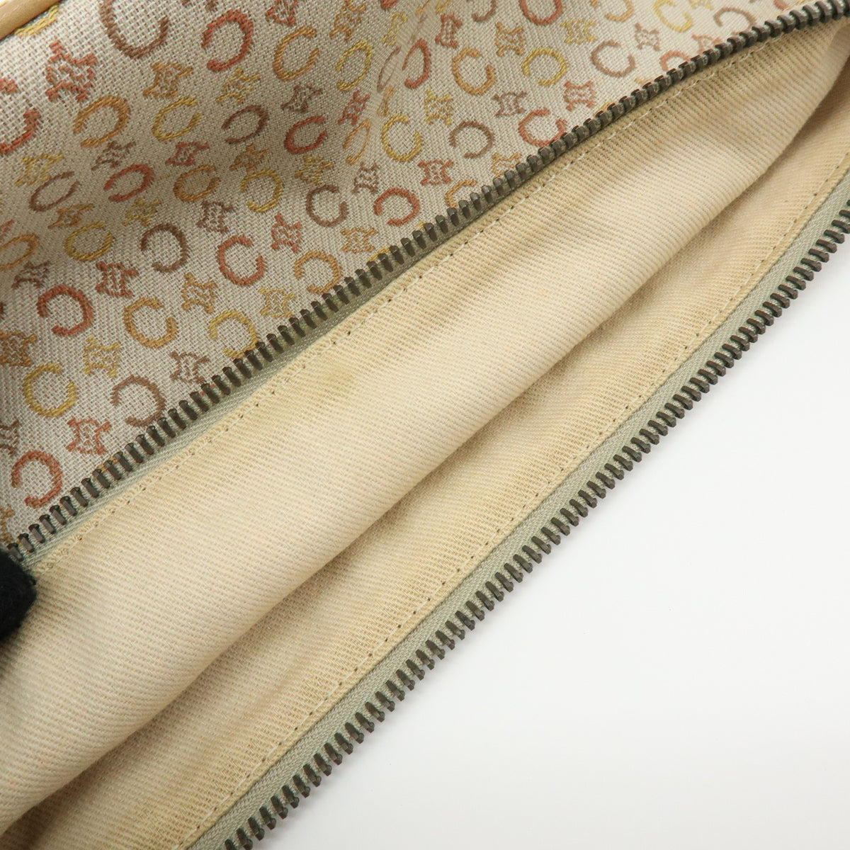 CELINE C Macadam Canvas Leather Shoulder Bag Hand Bag Beige