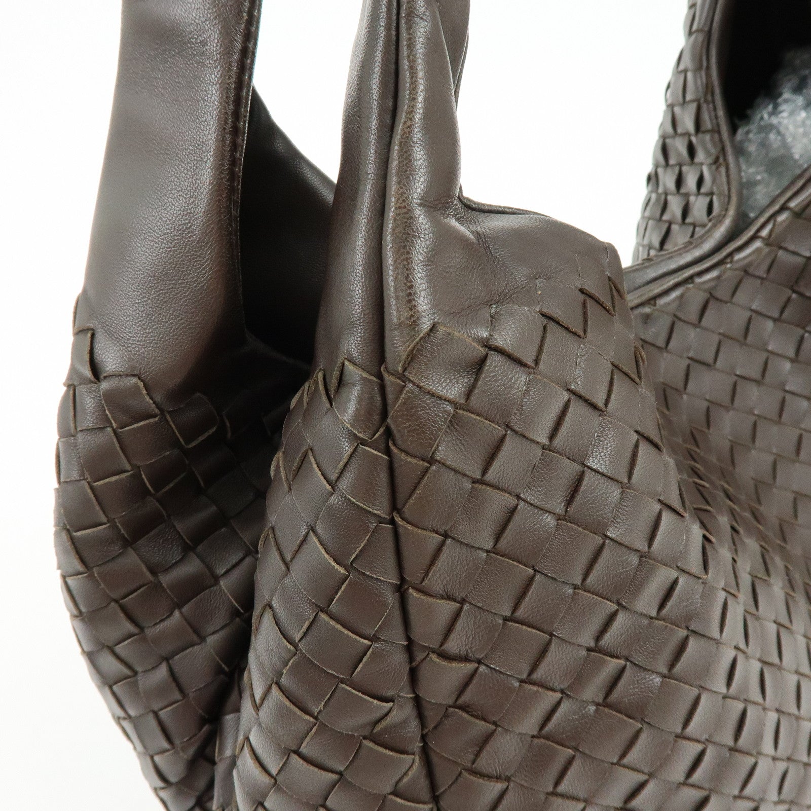 BOTTEGA VENETA Intrecciato Campana Shoulder Bag Hand Bag Brown 125787　