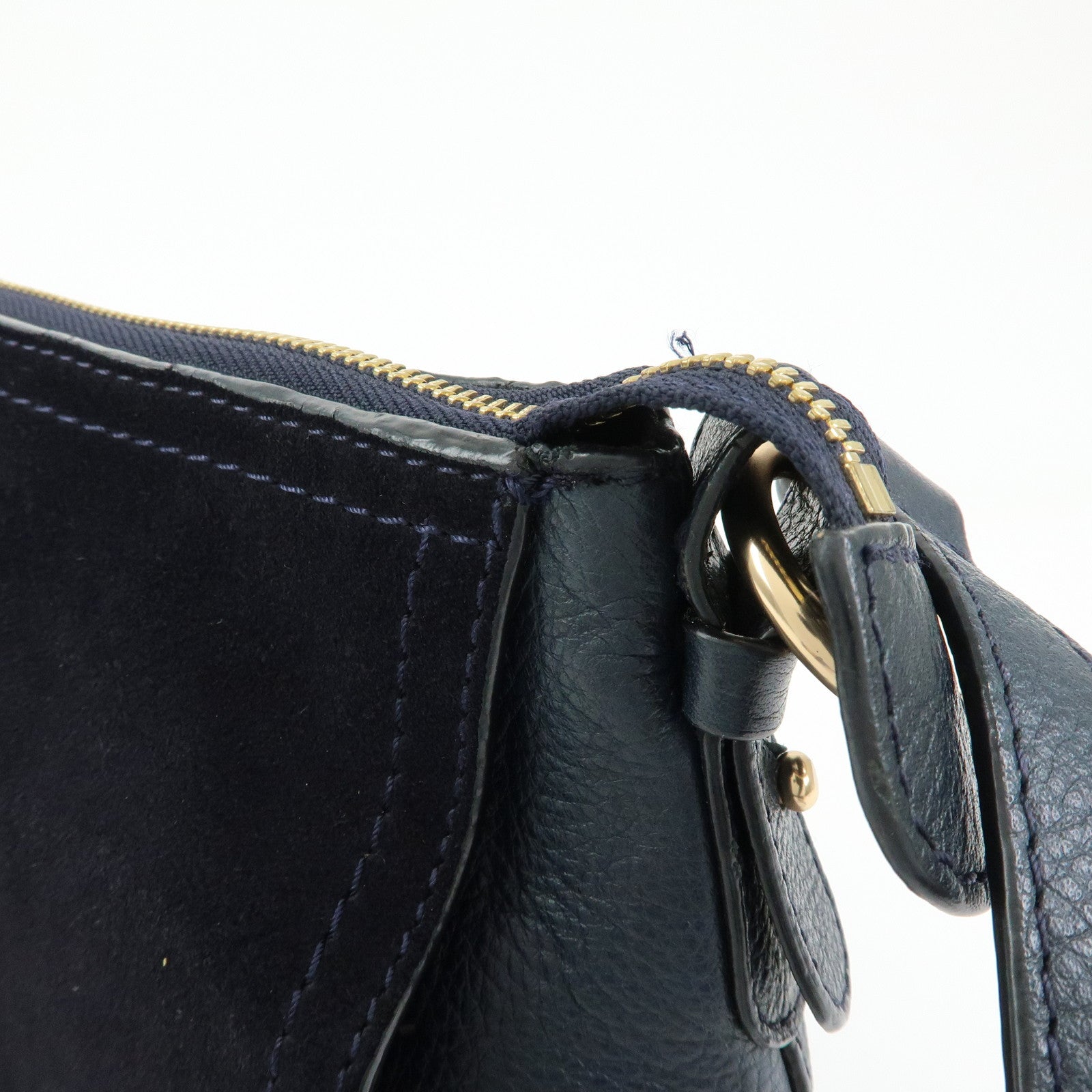 Chloe See by Chloe Joan Leather Suede 2Way Shoulder Bag Dark Navy