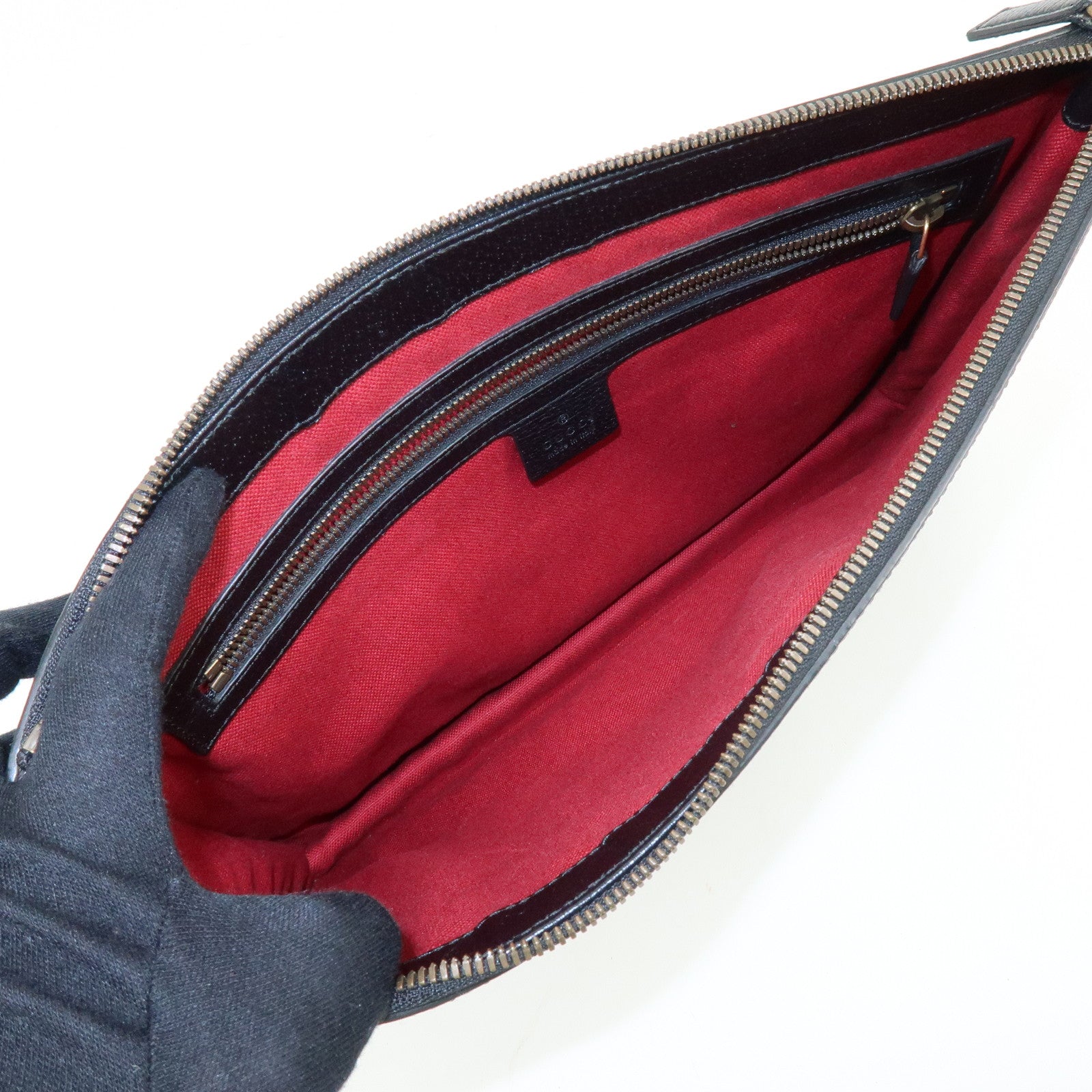 GUCCI Sherry Leather 2Way Shoulder Crossbody Bag  Black 450976