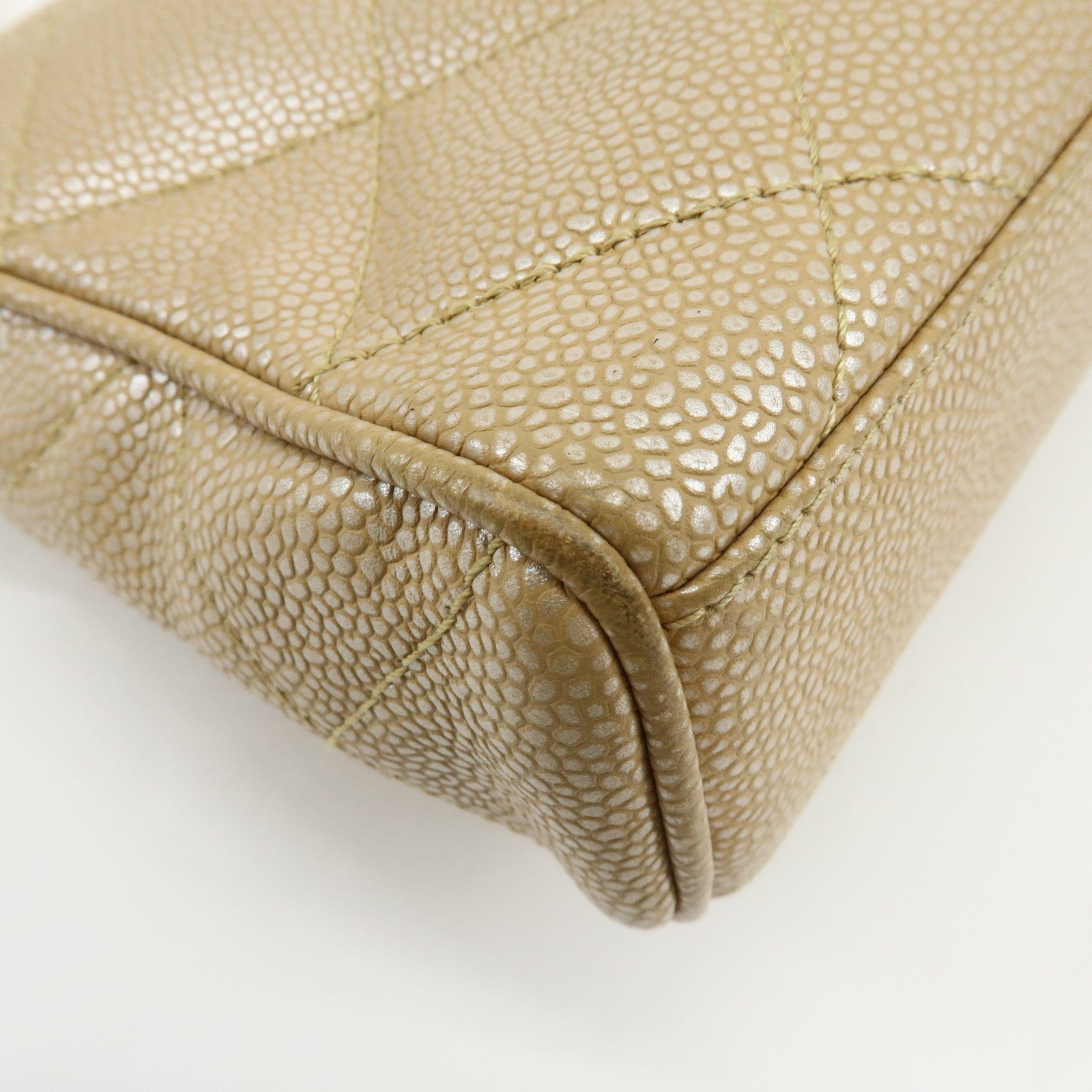 CHANEL COCO Mark Matelasse Caviarskin Flap Chain Shoulder Bag Beige