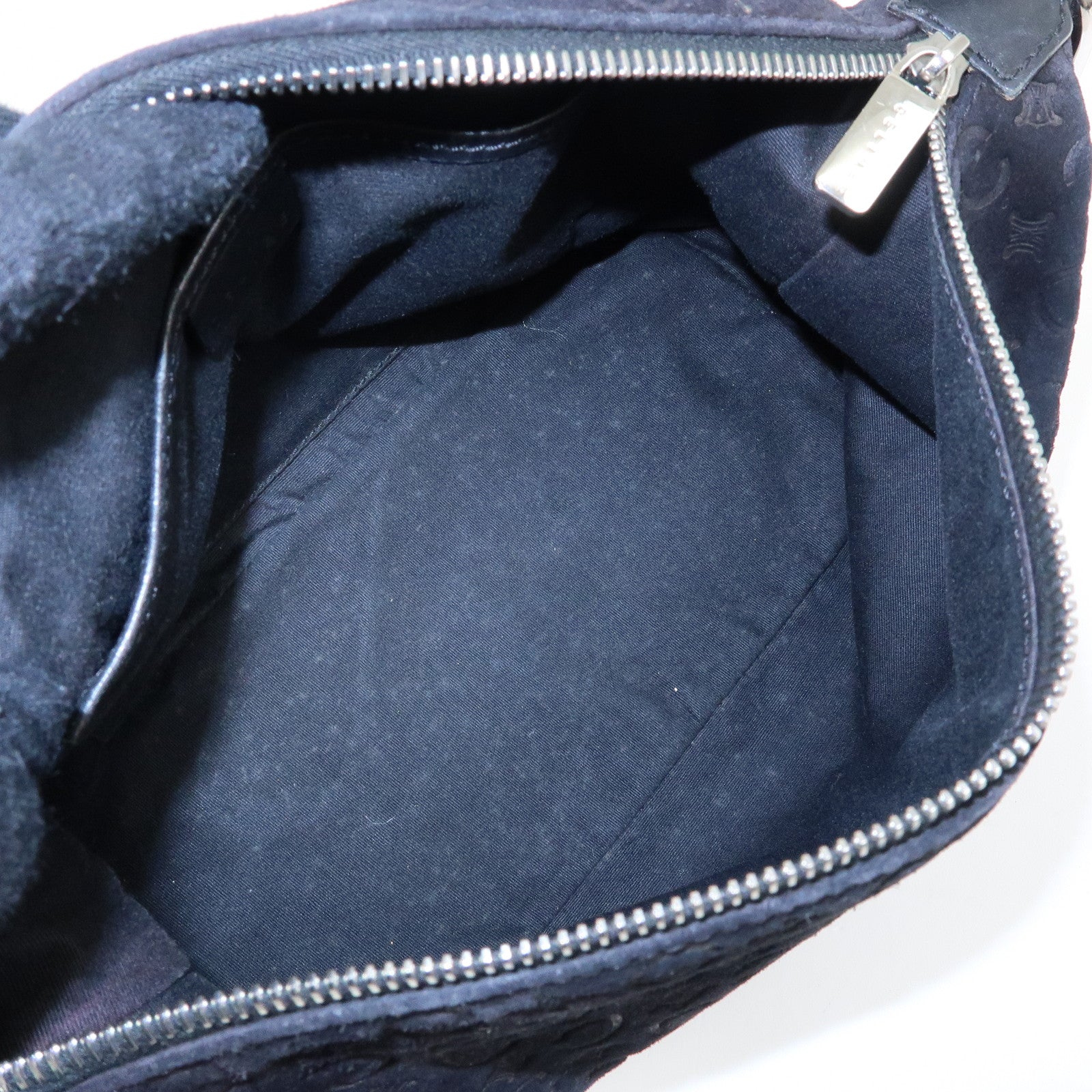 CELINE C Macadam Suede Leather Shoulder Bag Hand Bag Black
