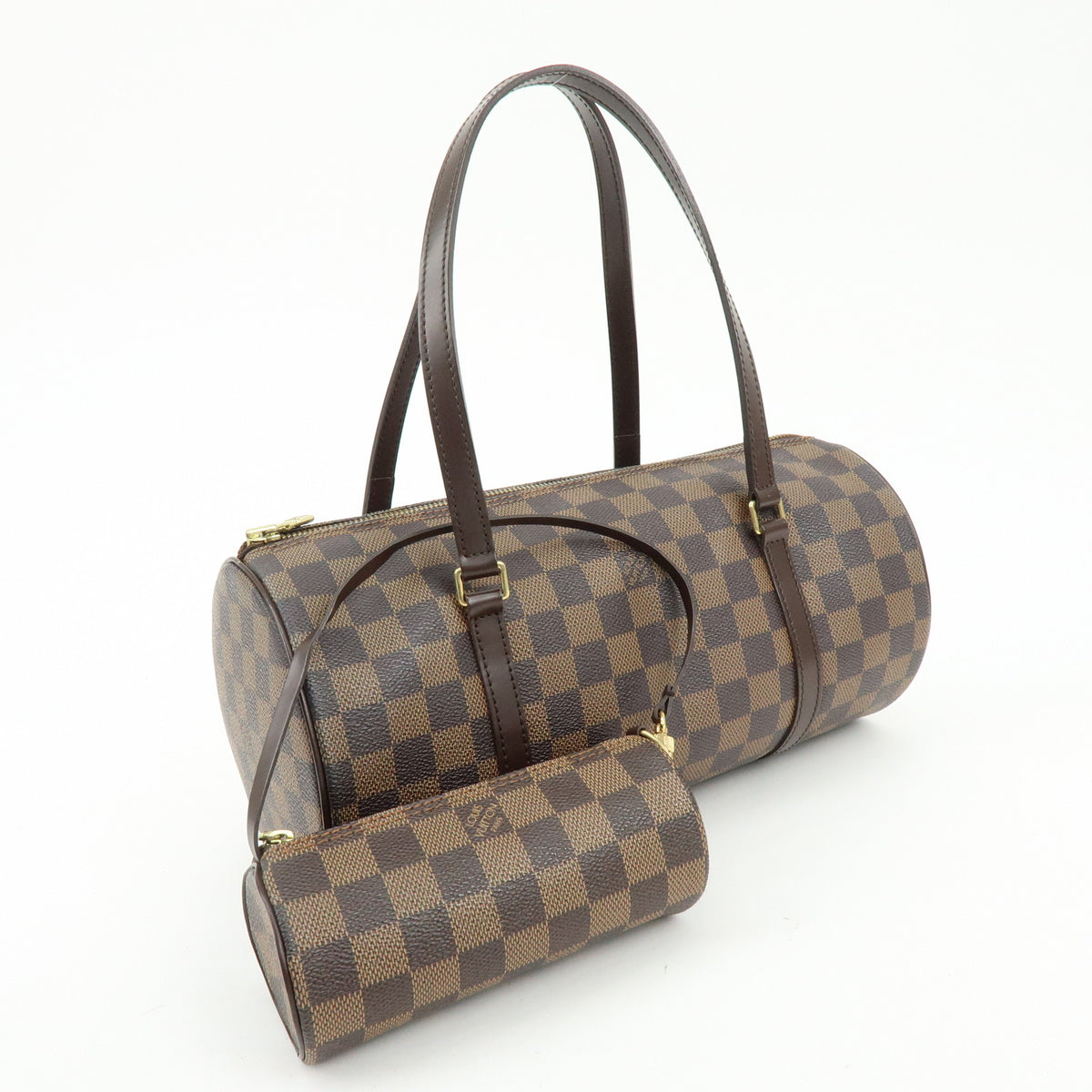 Louis Vuitton Damier Ebene Papillon 30 Hand Bag & Pouch Brown N51303