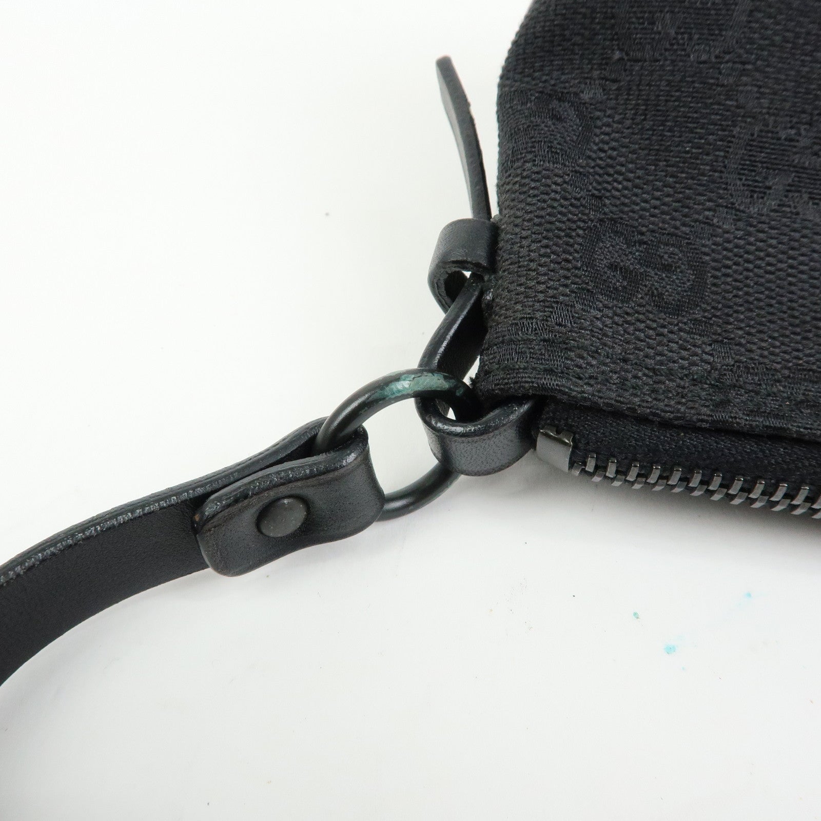 GUCCI GG Canvas Leather Hand Bag Accessory Pouch Black 103399