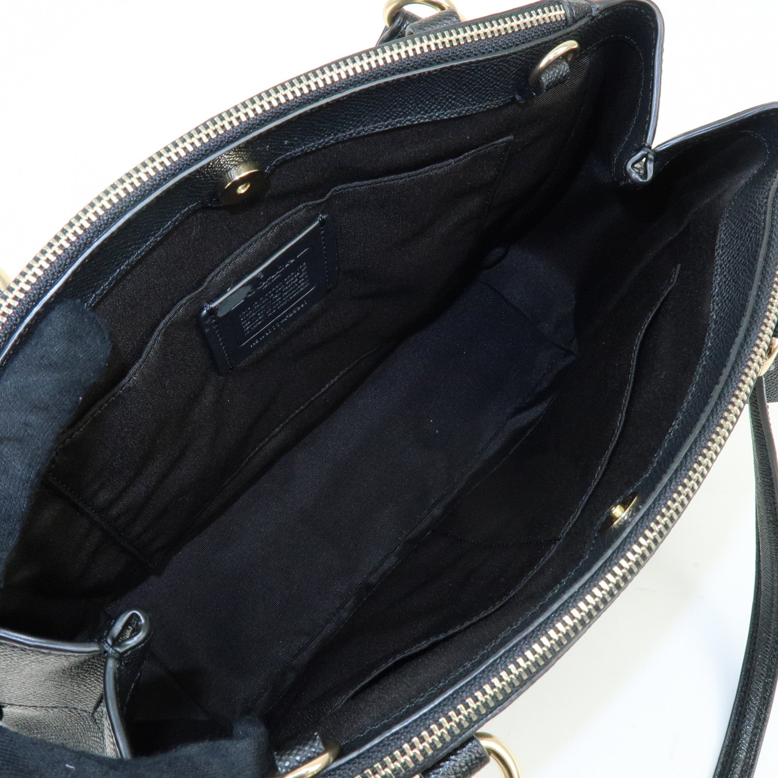 COACH Logo Leather 2Way Shoulder Bag Hand Bag Black