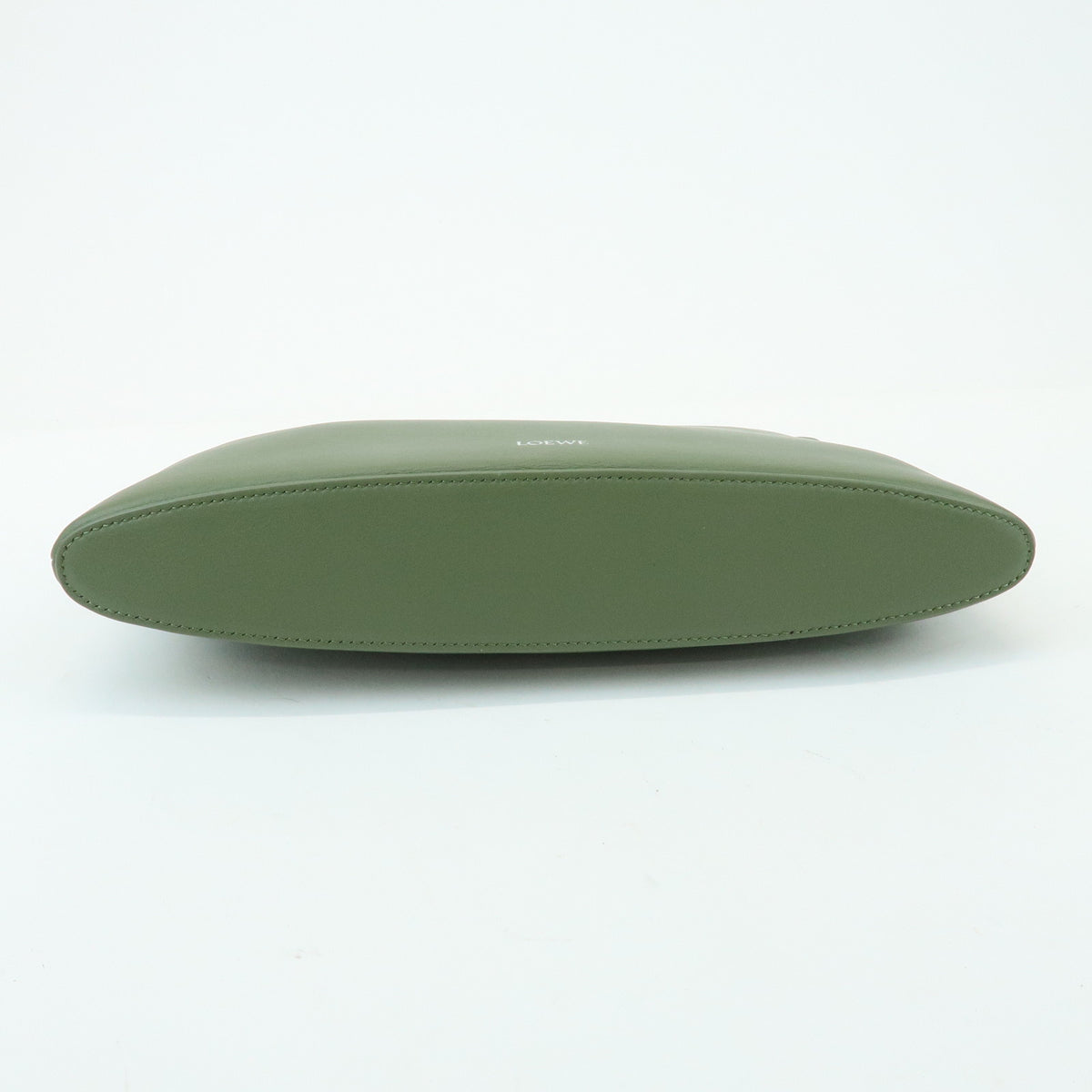 LOEWE Oblong Pouch Leather Clutch Bag Green