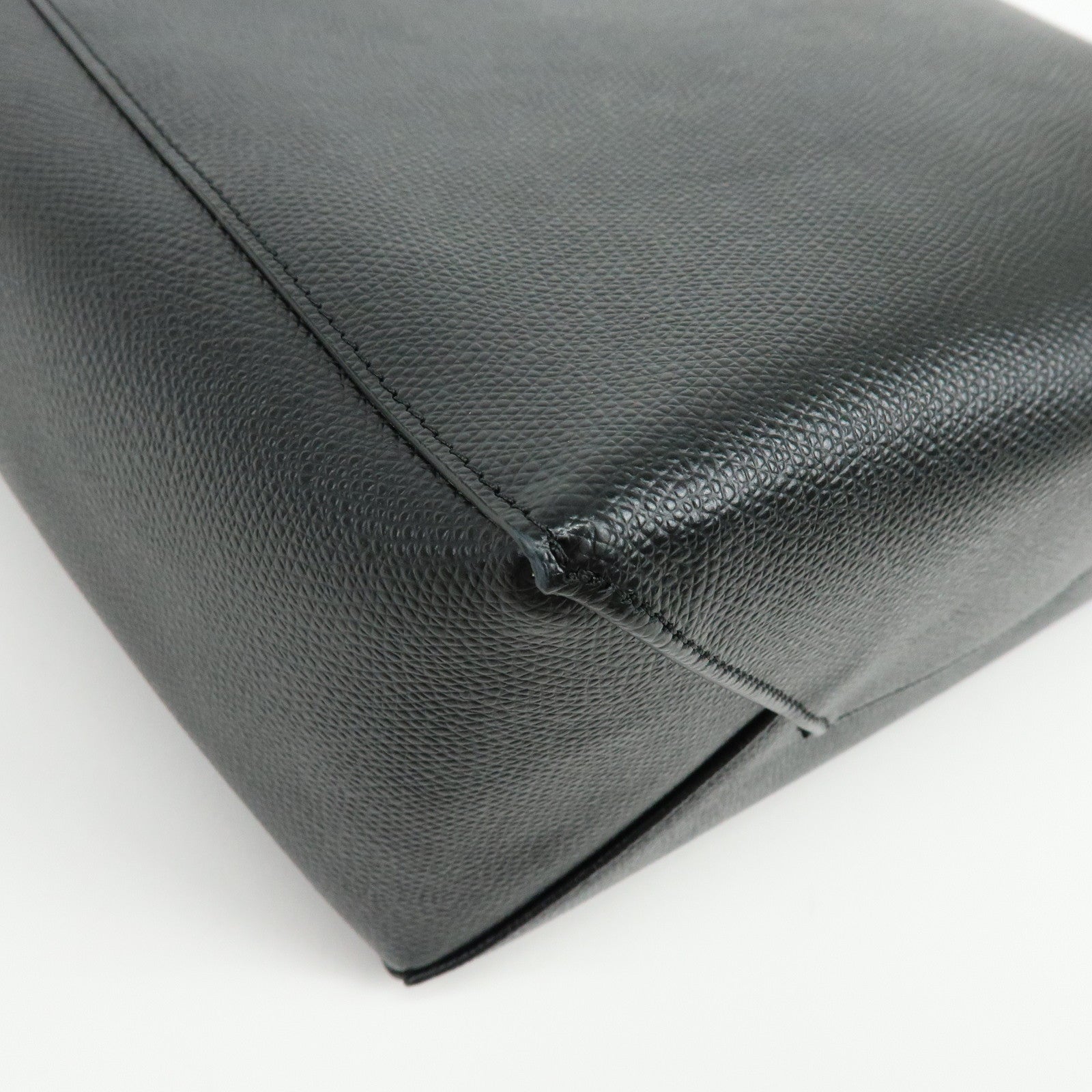 CELINE Vertical Cabas Leather 2Way Bag Hand Bag Shoulder Bag Black