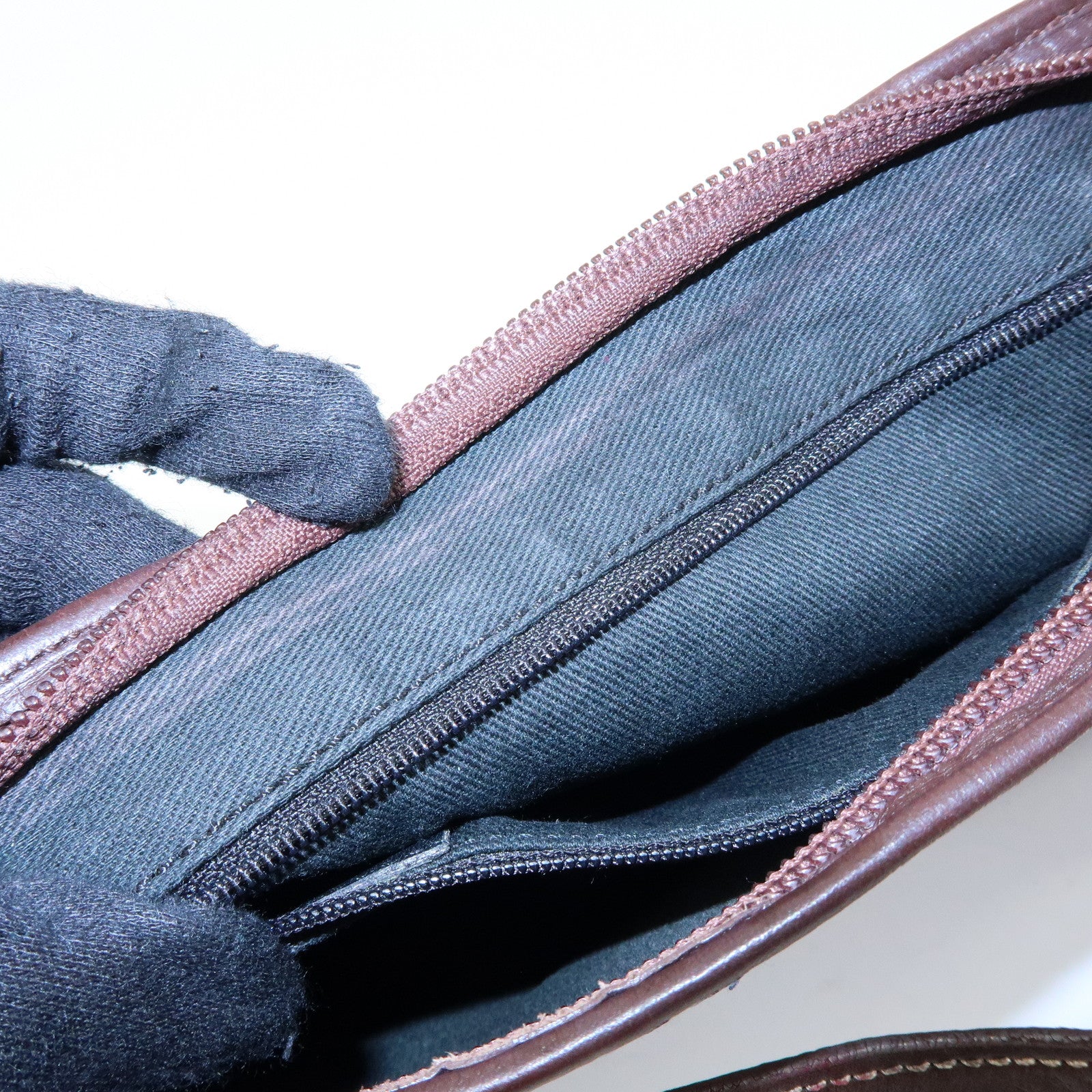 LOEWE Anagram Denim Leather Shoulder Bag Hand Bag Denim Brown