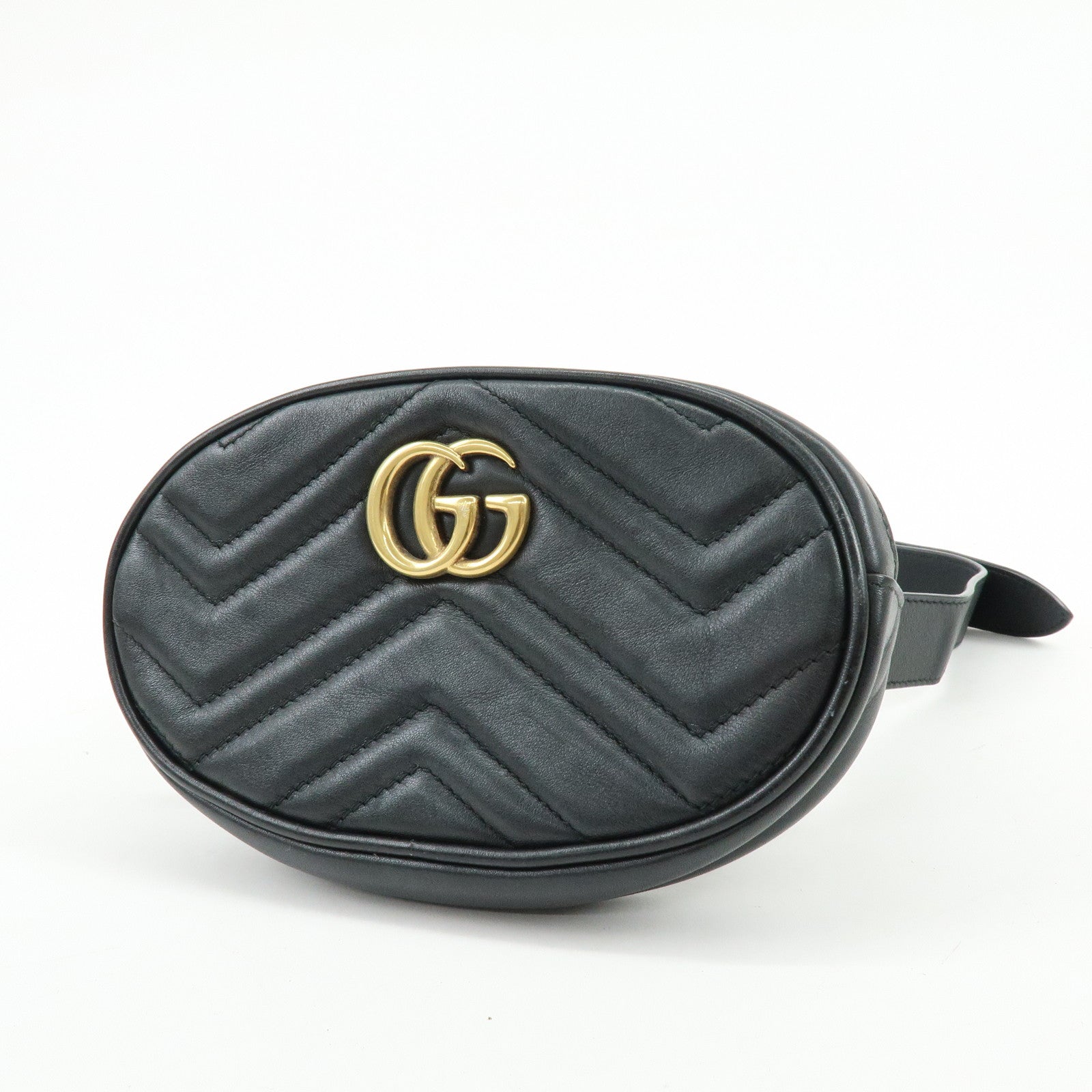 GUCCI GG Marmont Leather Waist Bag Crosbody Bag Black 476434