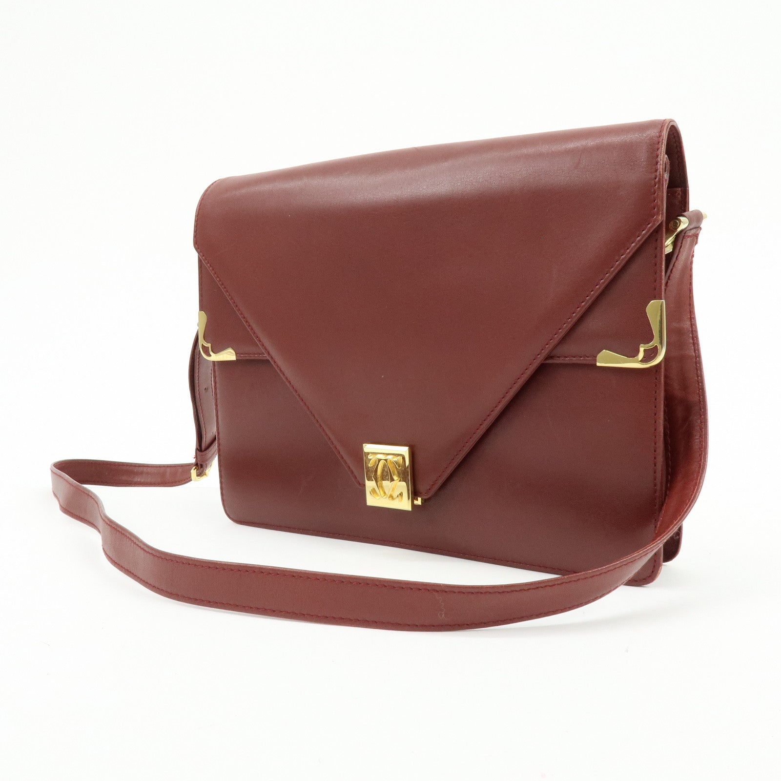 Cartier Must de Cartier Leather Double Flap Shoulder Bag Boudreaux
