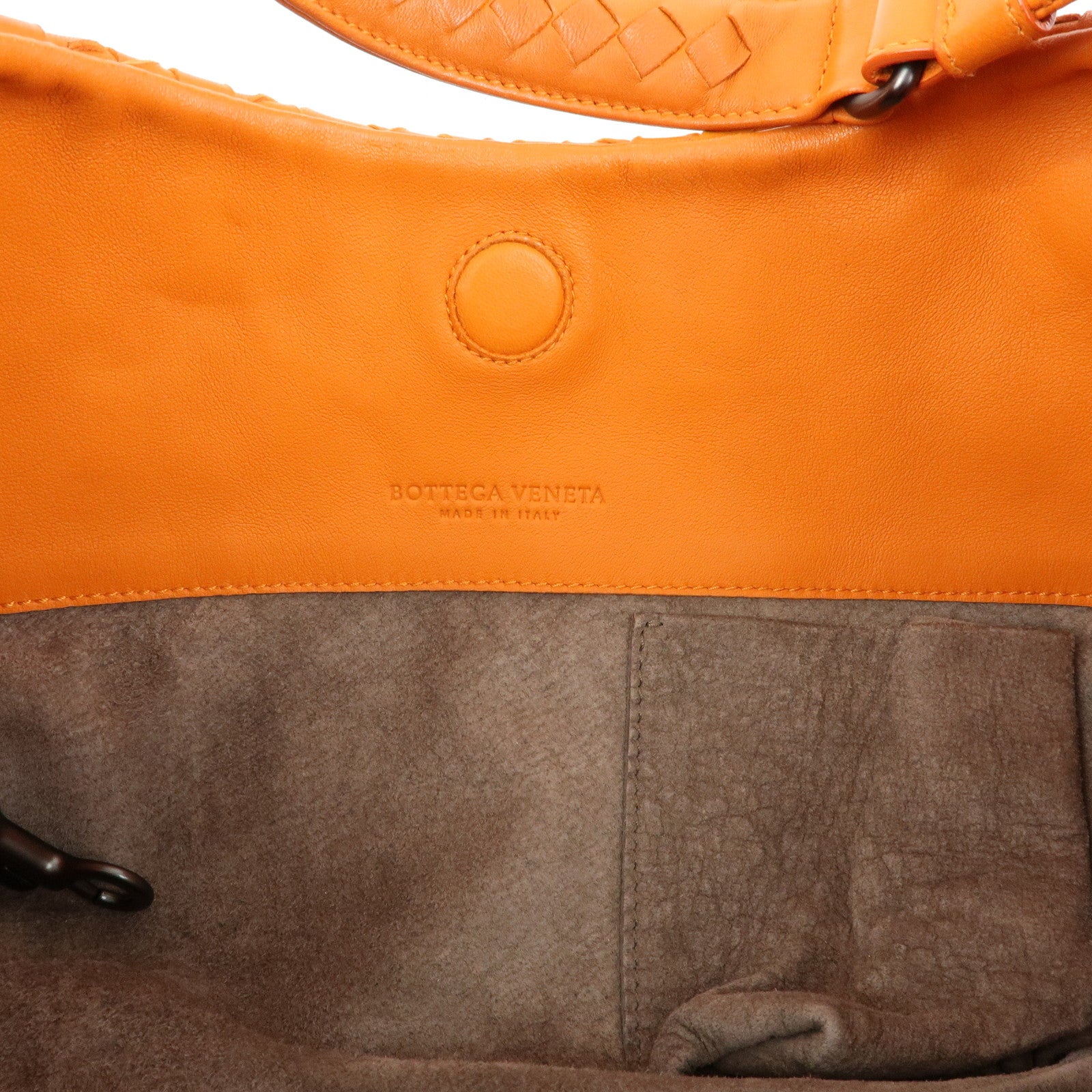 BOTTEGA VENETA Intrecciato Campana Leather Shoulder Bag Orange
