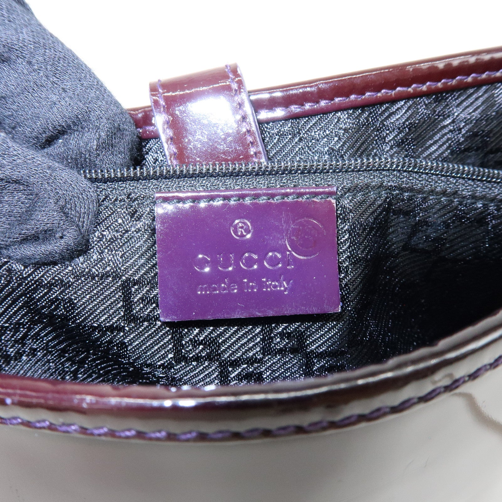 GUCCI Jackie Patent Leather Shoulder Bag Hand Bag Purple 001.3306