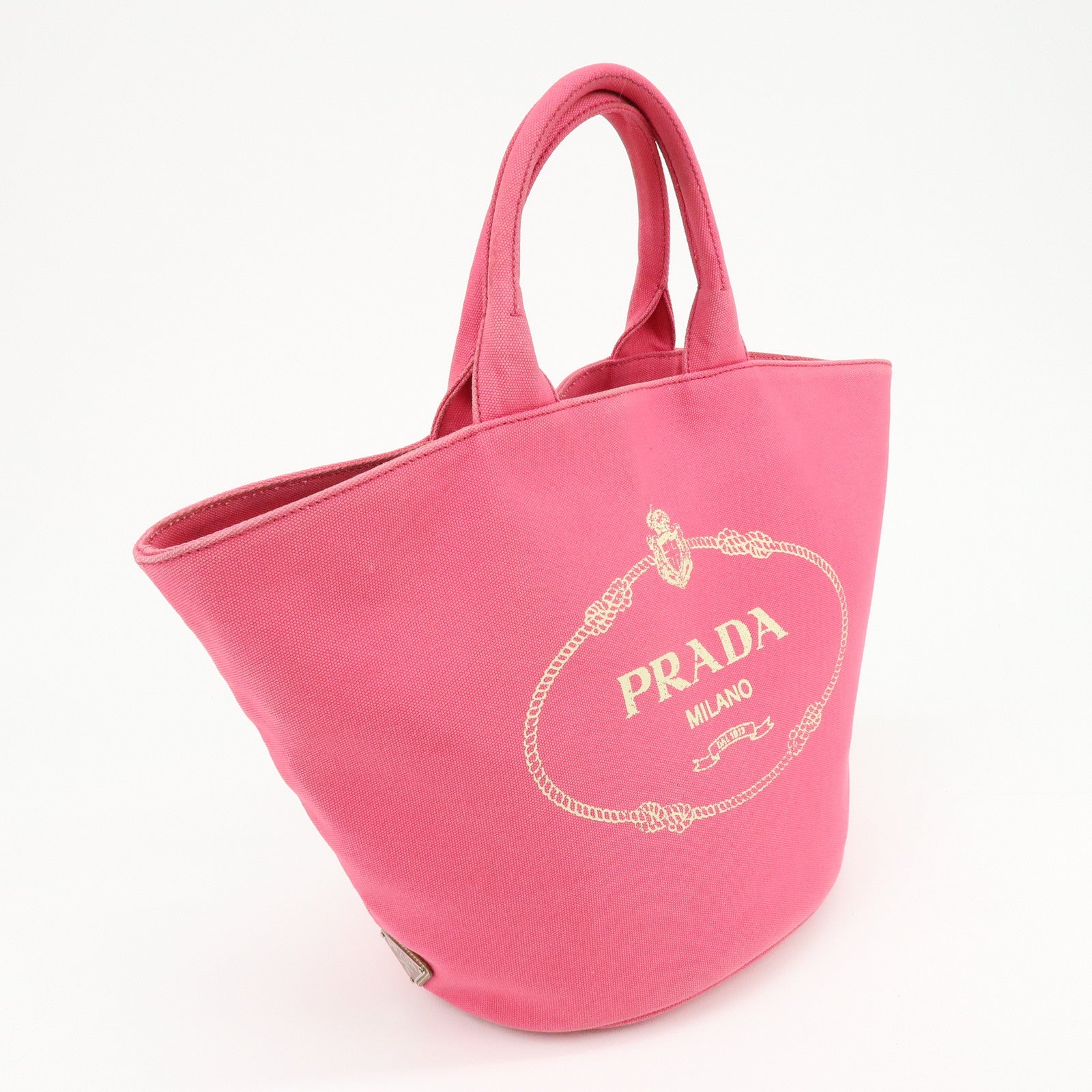 PRADA Canapa Triangle Logo Canvas 2Way Bag Hand Bag Pink 1BG163