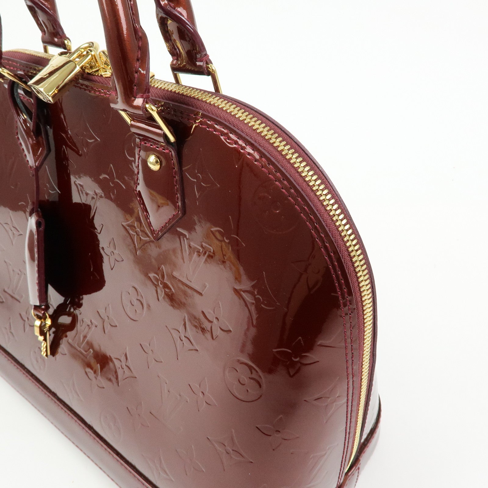 Louis Vuitton Monogram Vernis Alma PM Hand Bag Rouge Fauviste M91691
