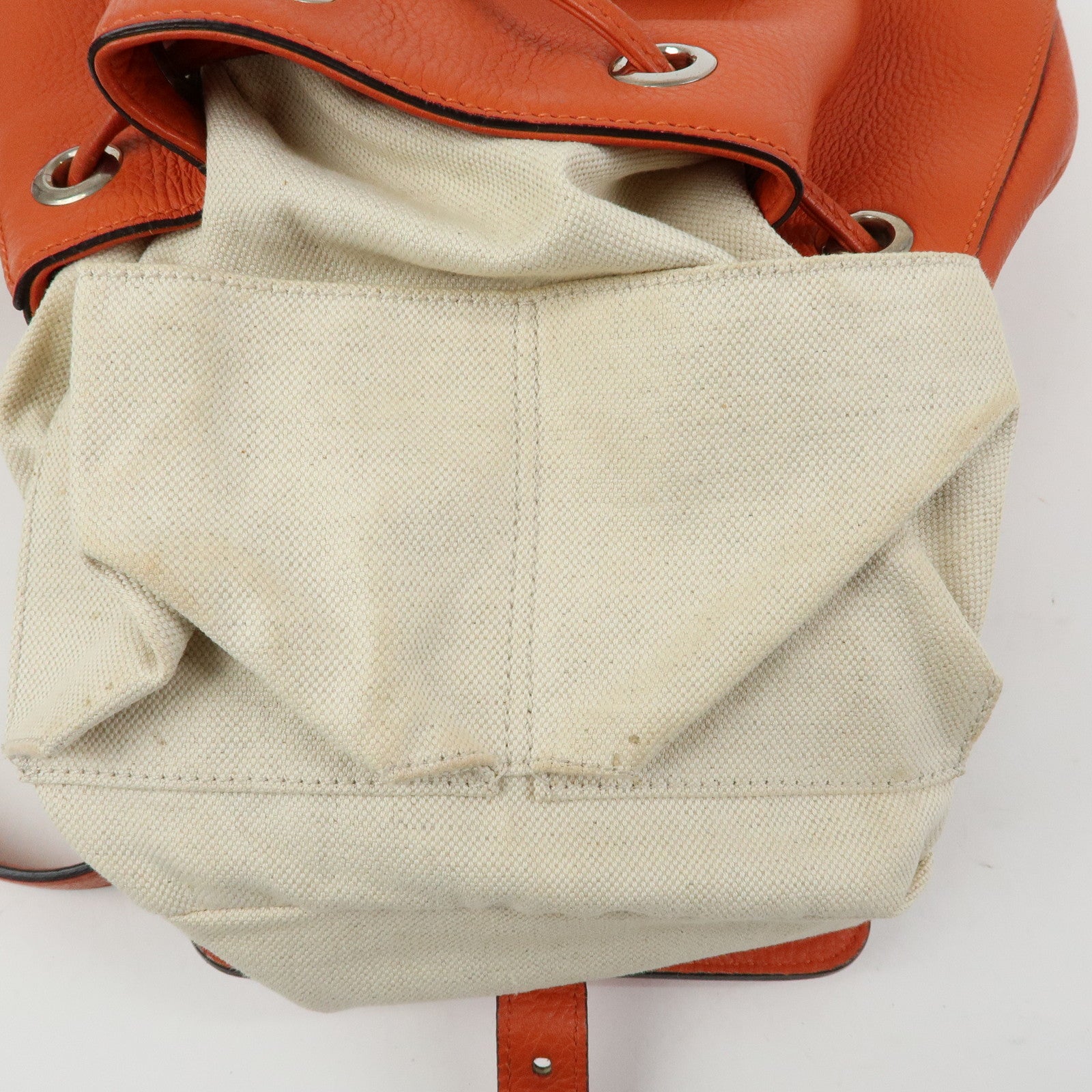 GUCCI Bamboo Leather Backpack Rucksack Tassel Strap Orange 387149