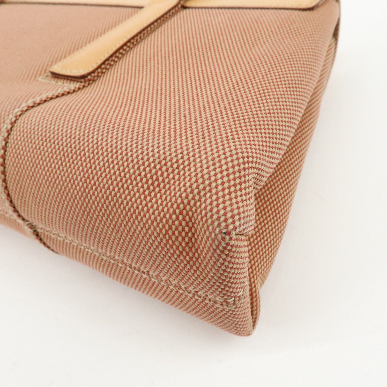 BVLGARI Canvas Leather Flap Shoulder Bag Hand Bag Beige Red