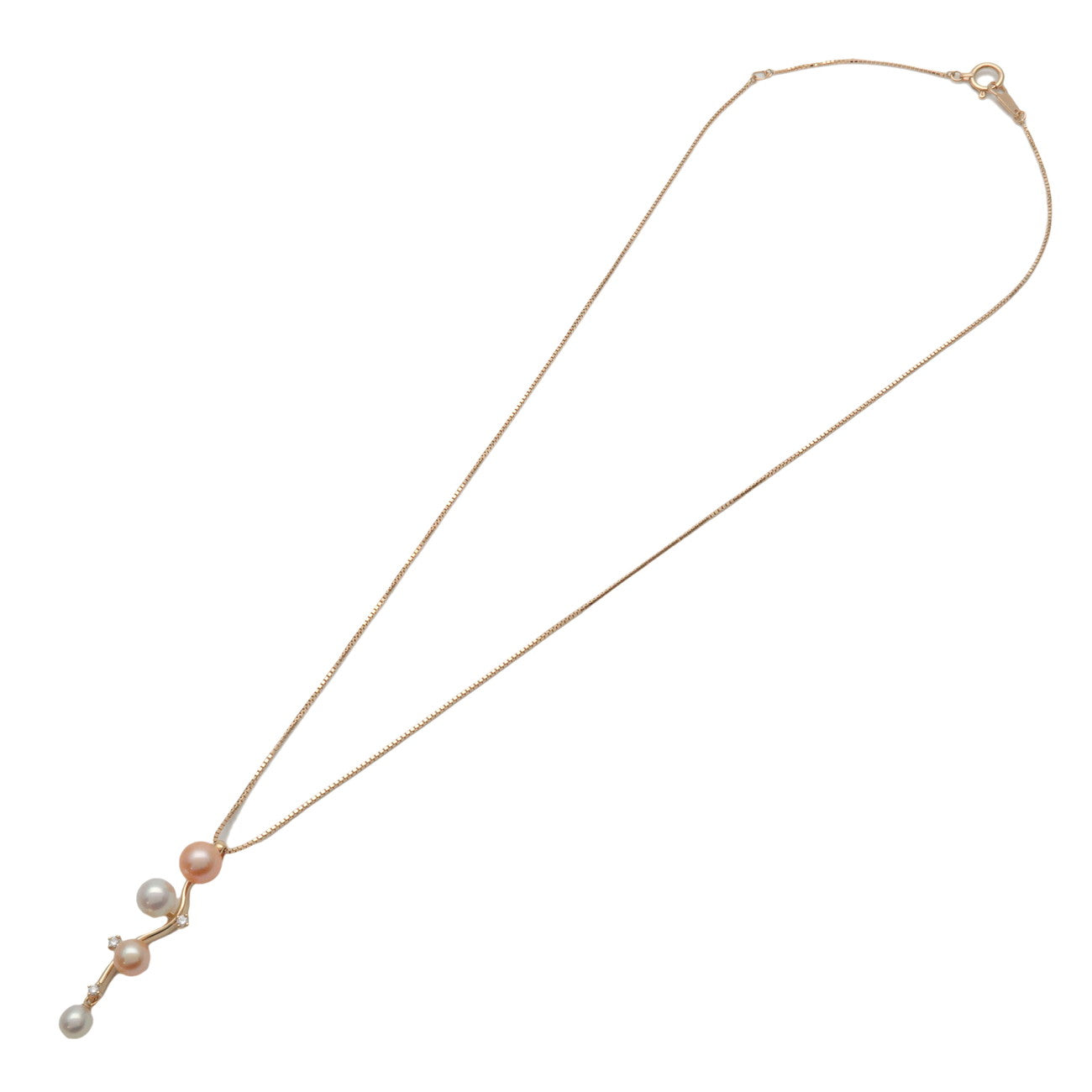 TASAKI Pearl Diamond Necklace 0.03ct K18 750YG Yellow Gold