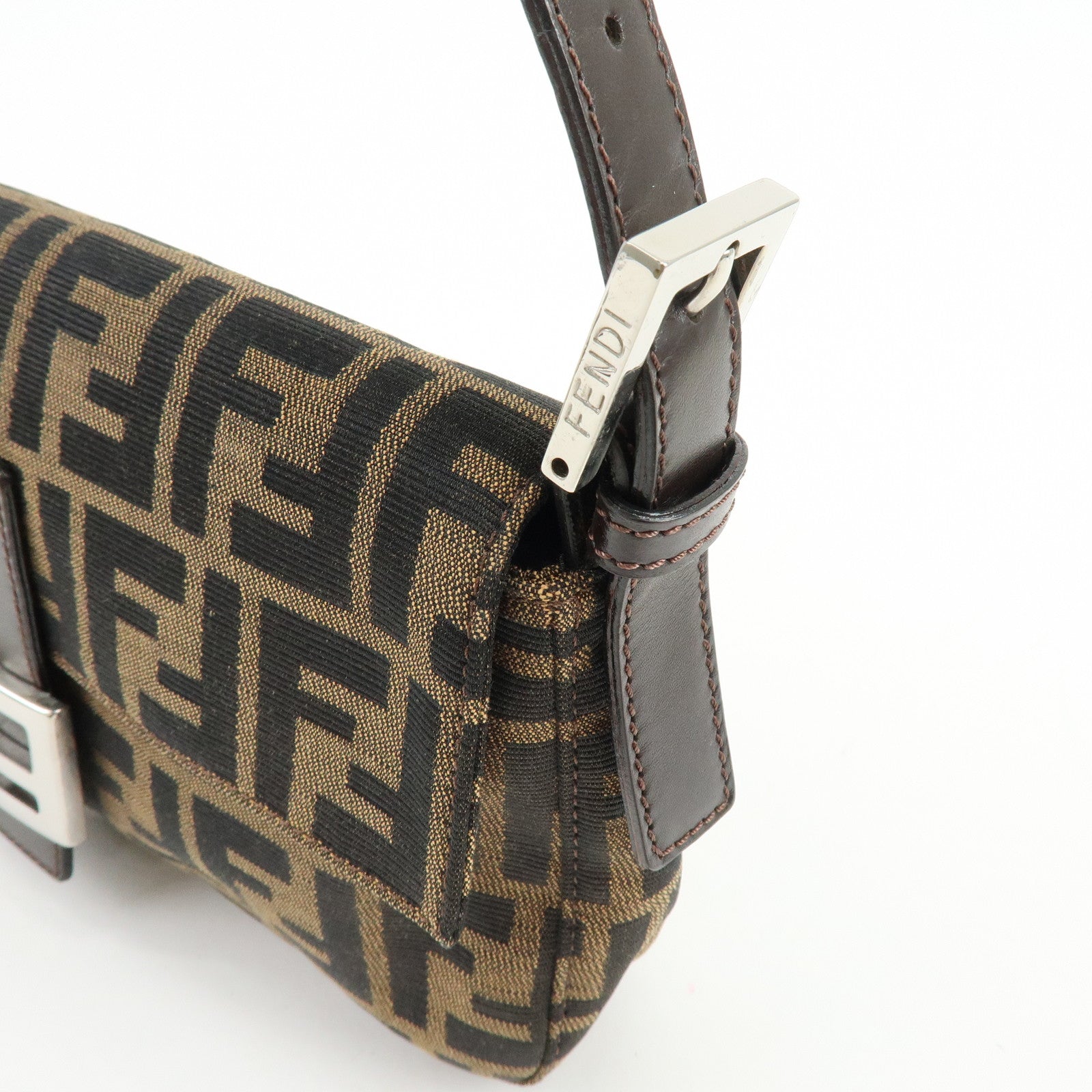 FENDI Mamma Baguette Zucca Canvas Leather Hand Bag Shoulder Bag 26424