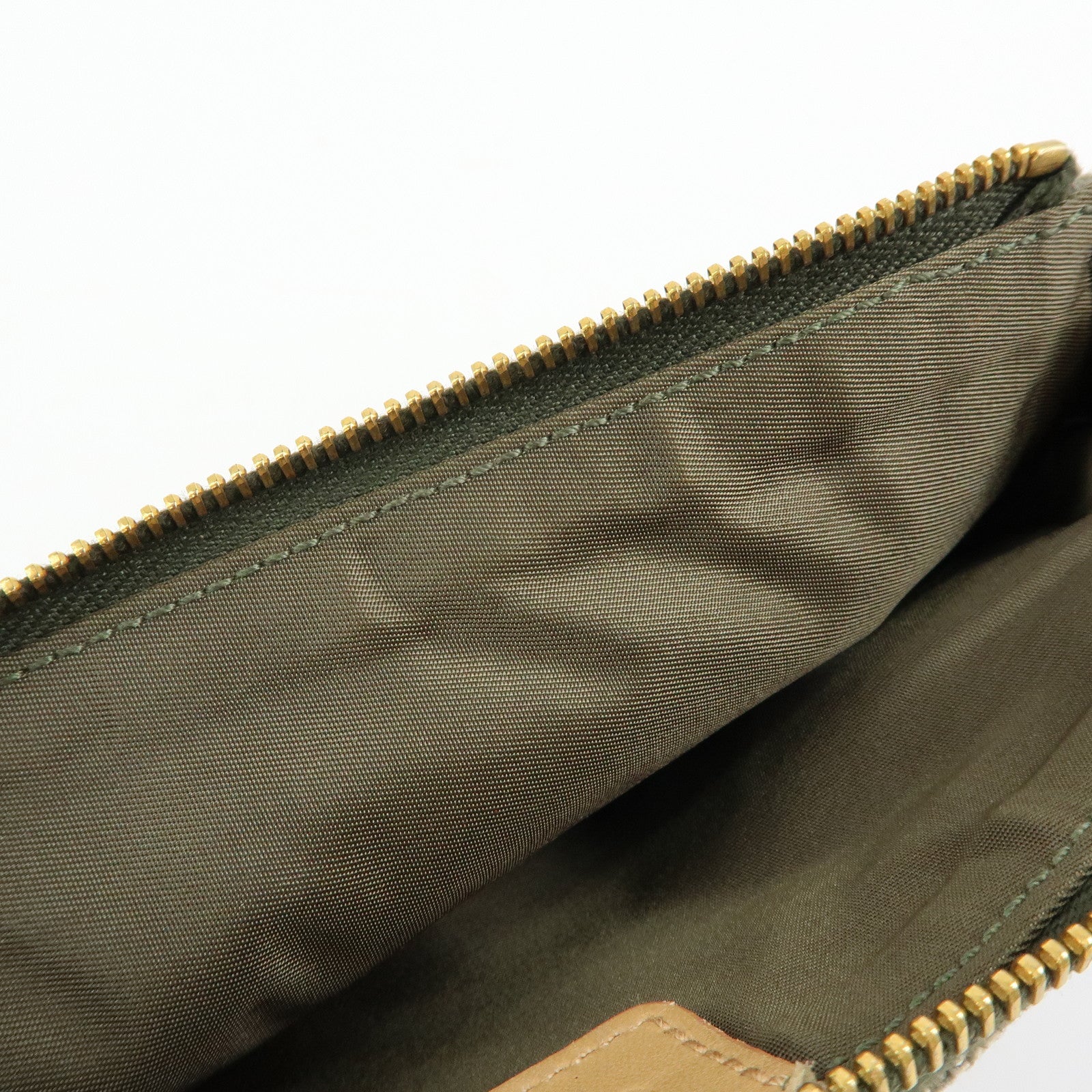 Christian Dior Trotter Saddle Jacquard Canvas Hand Bag Green Beige
