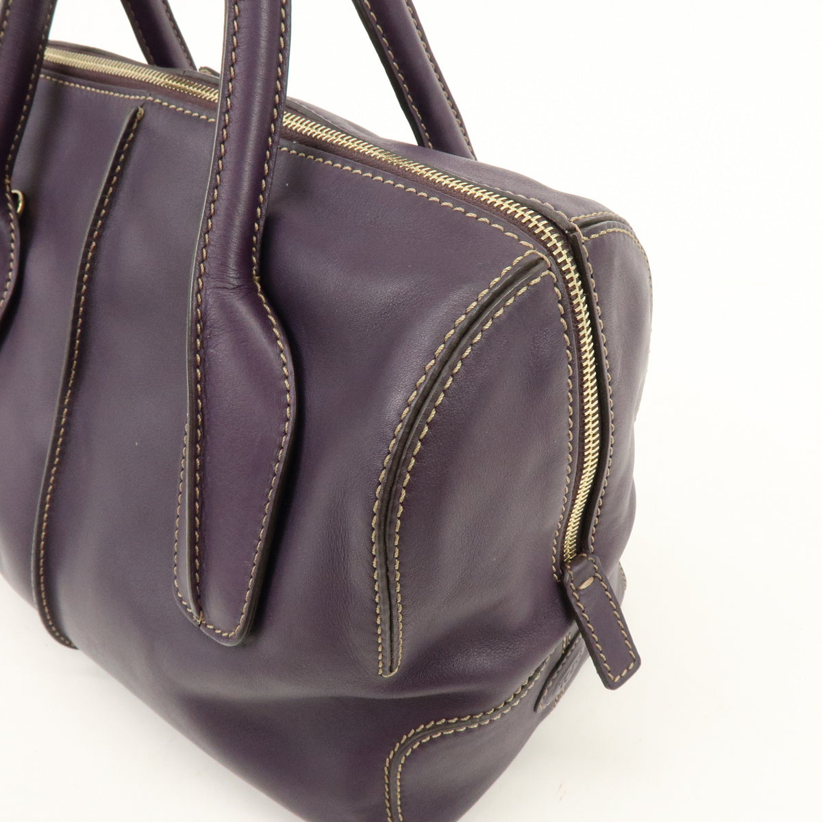TOD'S Logo Leather 2Way Bag Shoulder Bag Purple