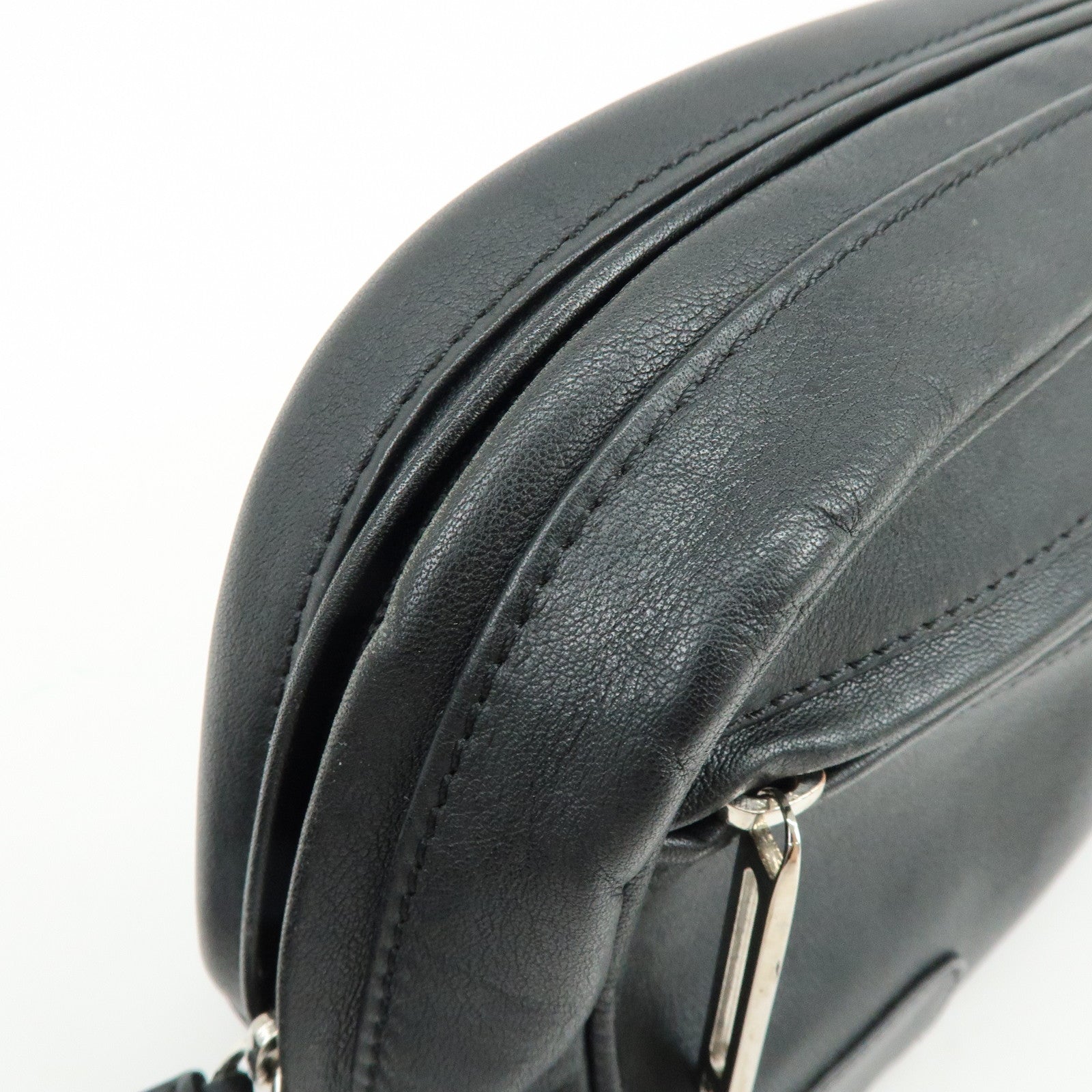 LOEWE Anagram Leather Clutch Bag Pouch Wristlet Bag Black