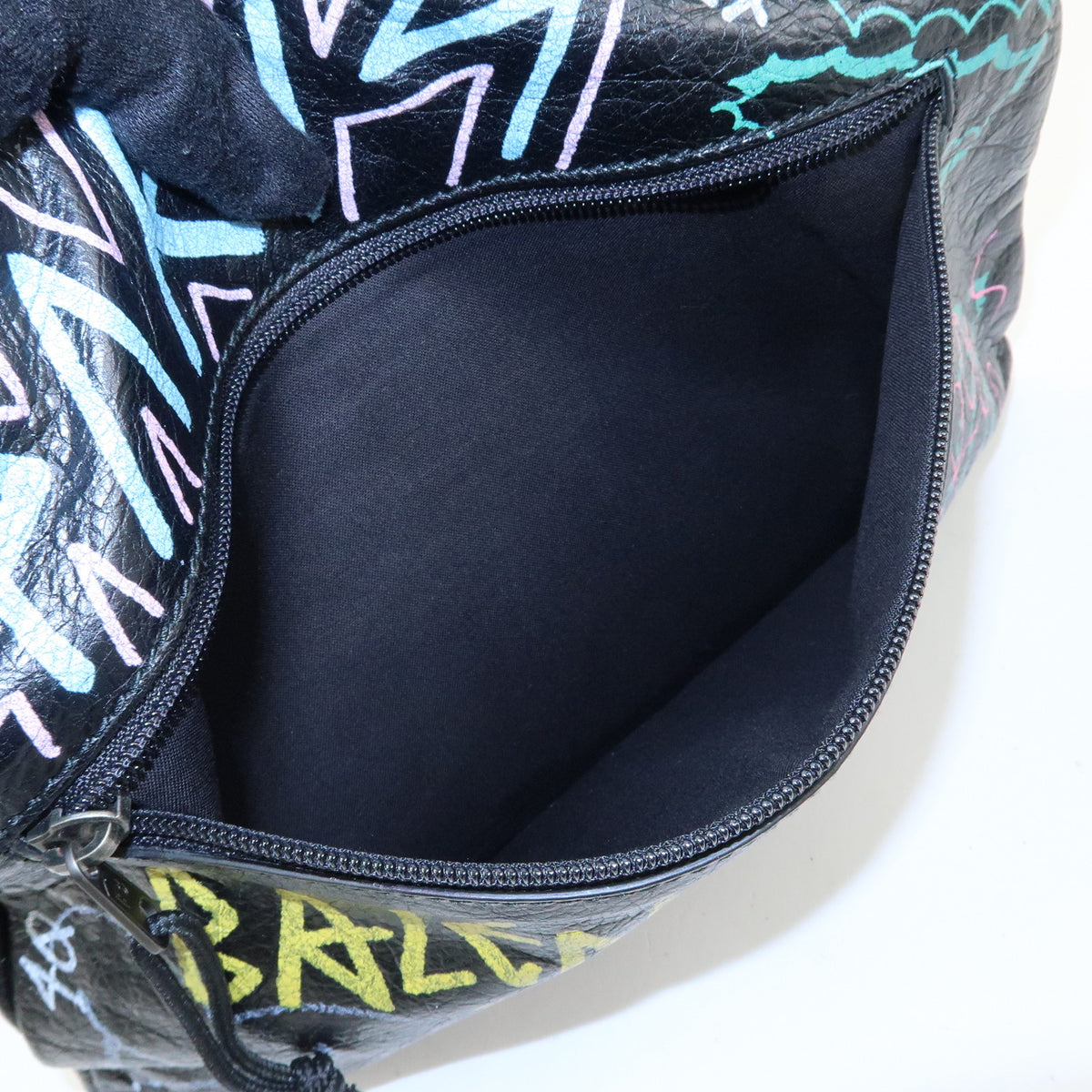 BALENCIAGA Graffiti Leather Clutch Bag Pouch Black Multicolor 459745