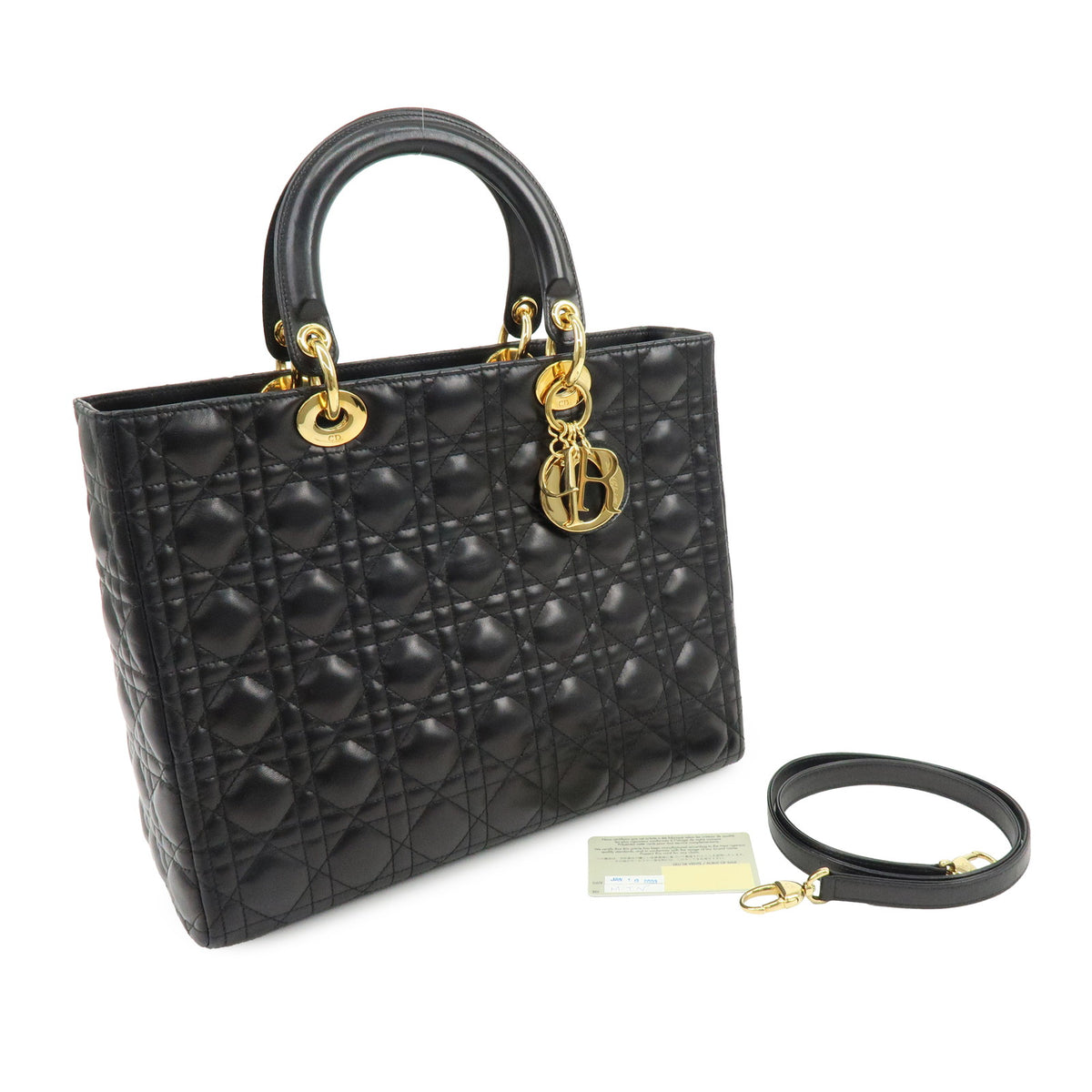 Christian Dior Lady Dior Cannage Leather 2Way Bag Hand Bag Black