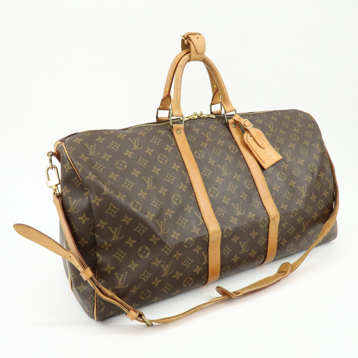 Louis Vuitton Monogram Keep All Bandouliere 55 Boston Bag Brown M41414