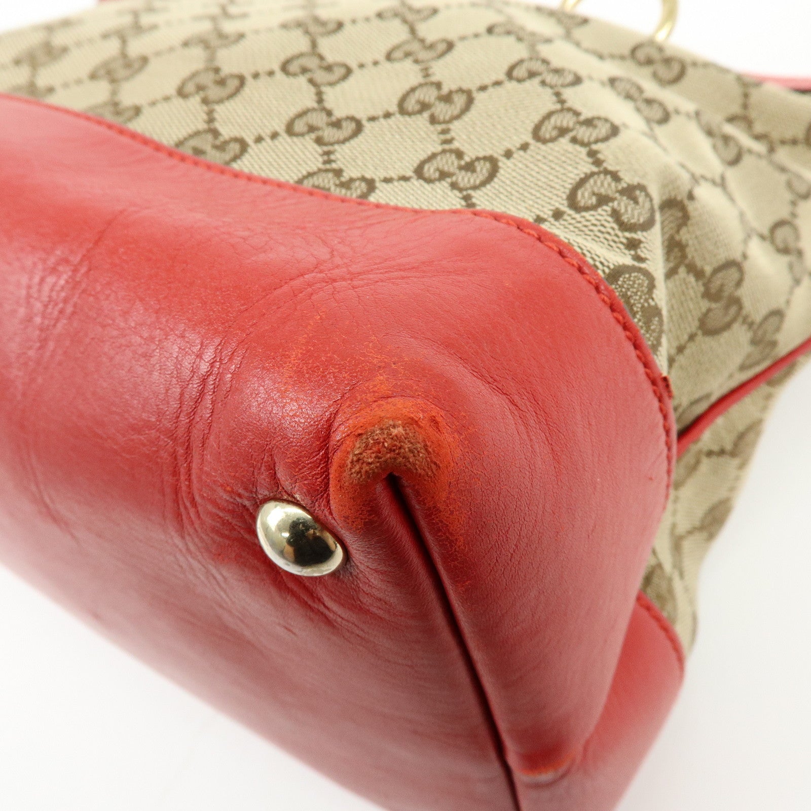 GUCCI GG Canvas Leather Shoulder Bag Valentine Limited 309122