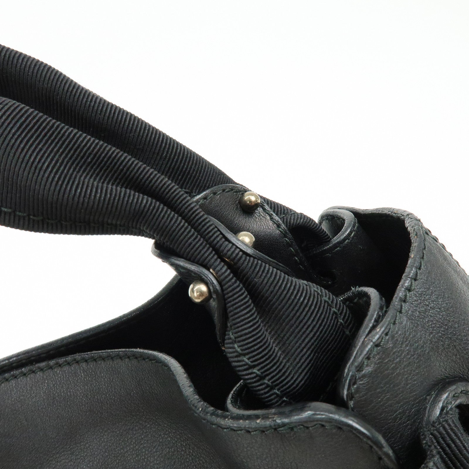 Ferragamo Vara Ribbon Leather Tote Bag Hand Bag Black