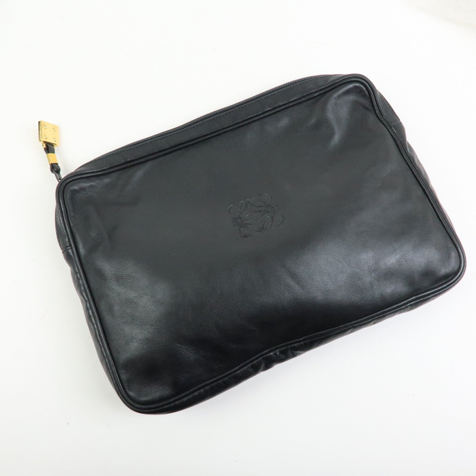 LOEWE Anagram Calf Leather 2Way Bag Boston Bag Travel Bag Black
