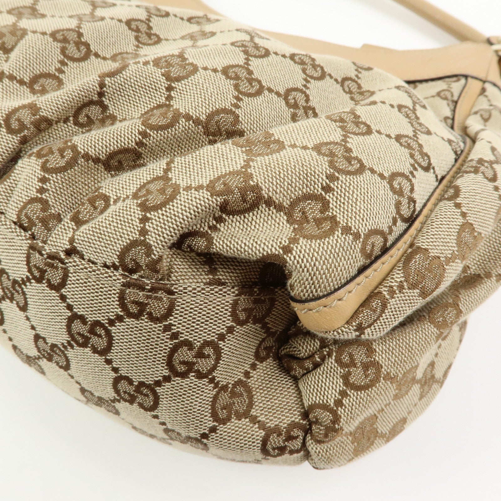 GUCCI Abbey GG Canvas Leather Shoulder Bag Hand Bag  Beige 189833