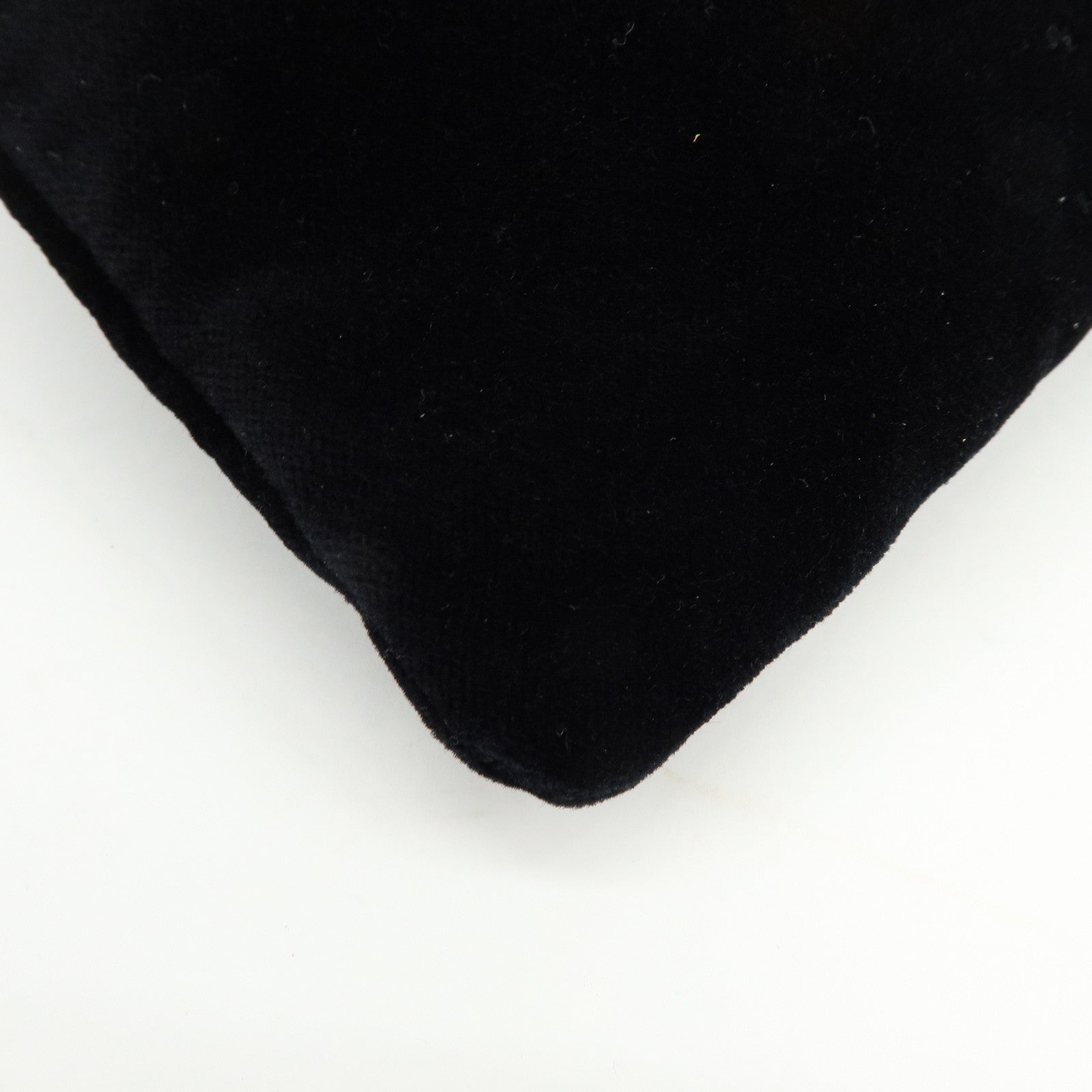 PRADA Logo Velvet Leather Drawstring Pouch Embroidery Black 1MU001