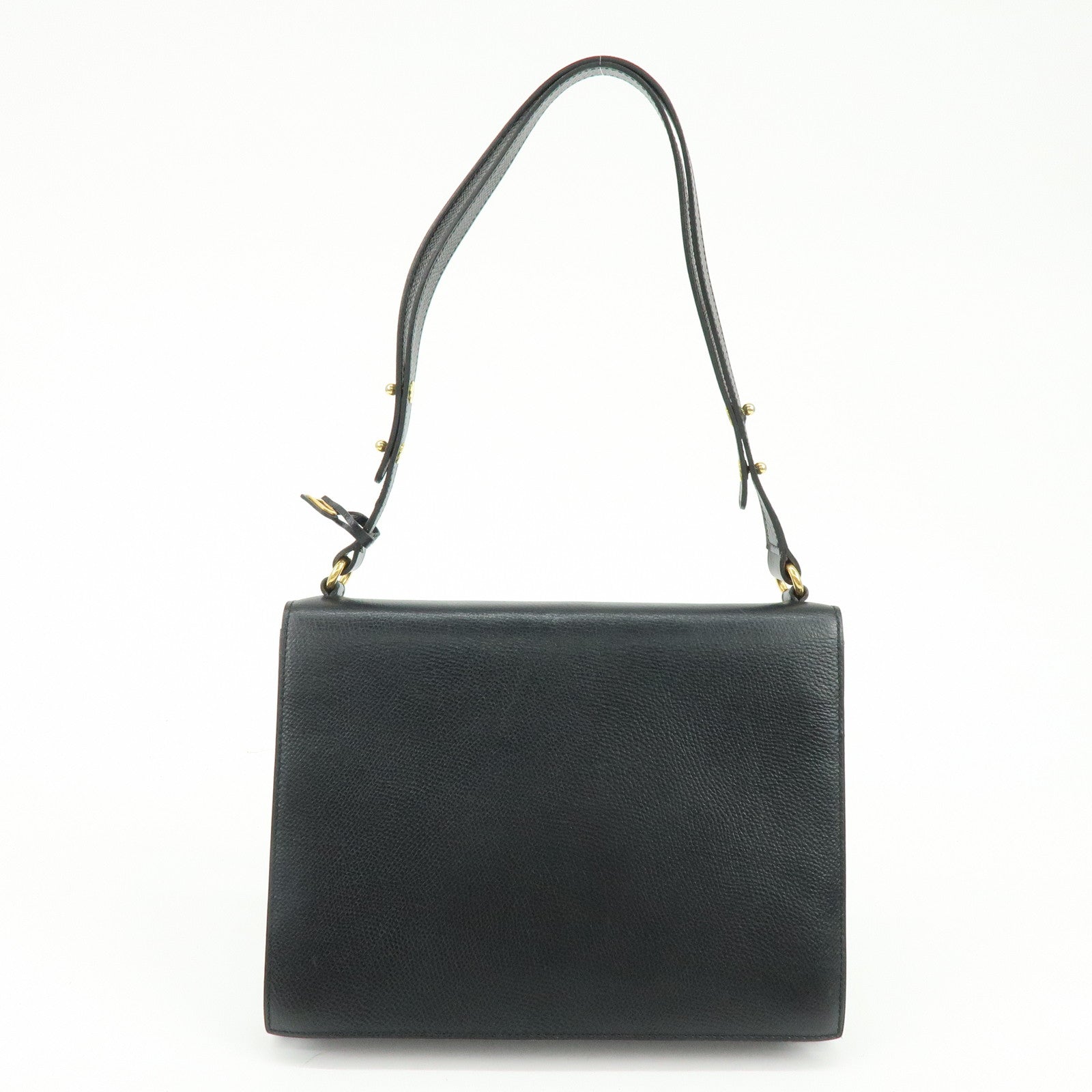 DELVAUX Leather Shoulder Bag Hand Bag Black